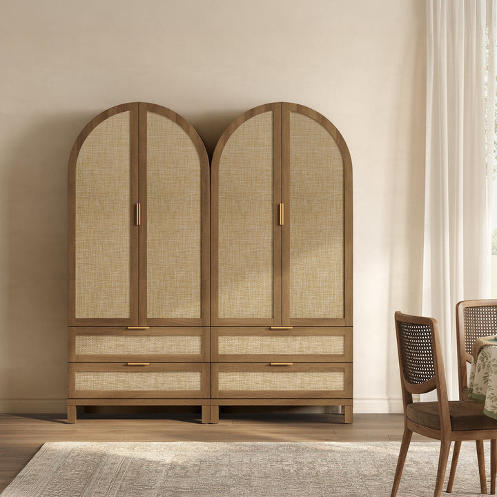 Savanna Arched Pantry Cabinet with Storage, Set of 2