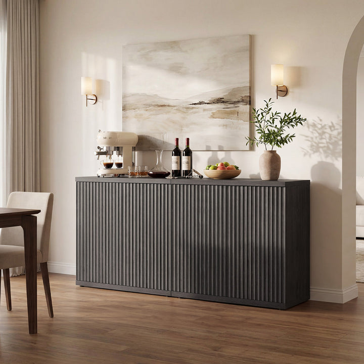 Stria Black Buffet Cabinet, Set of 2