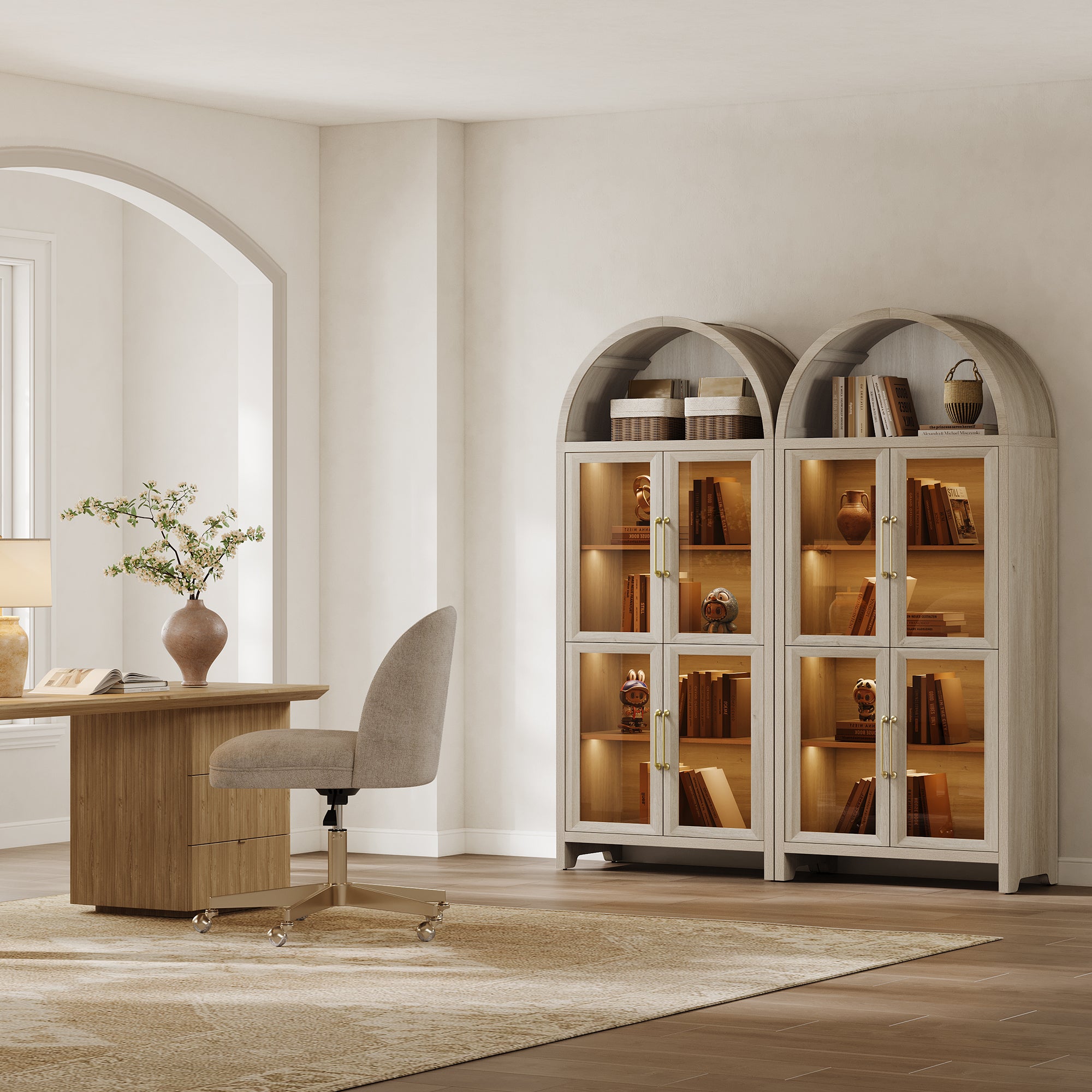 Helio Modern Glass-Door Display Cabinet