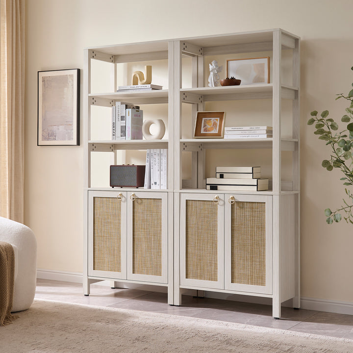 Terra Rattan White Bookshelf, 2 Doors