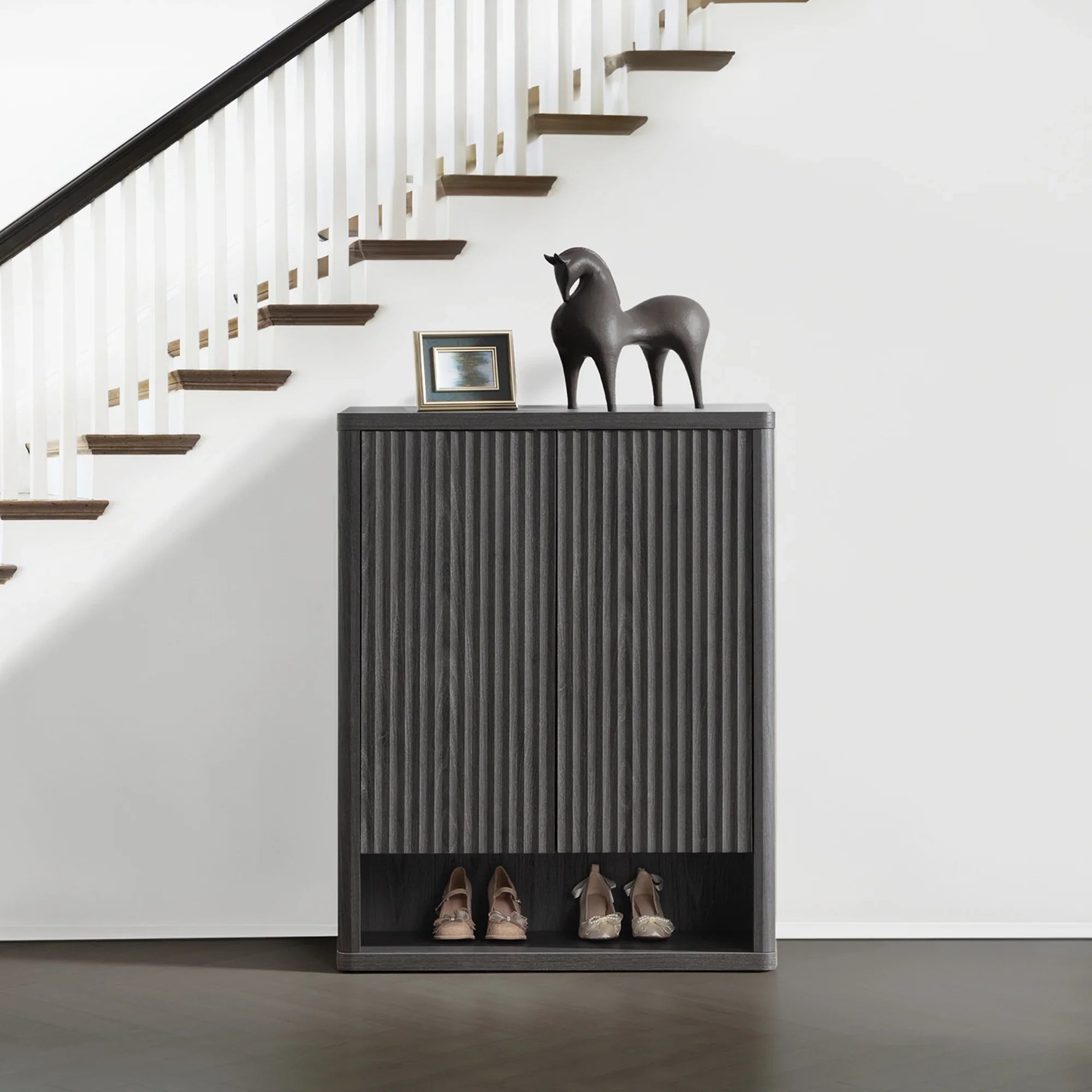 Cas Black Shoe Cabinet Entryway