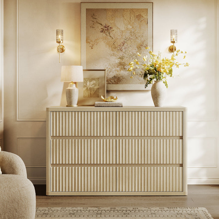 Cas 53.5'' Wide Chest of 6 Drawers for Bedroom, 2 Pieces
