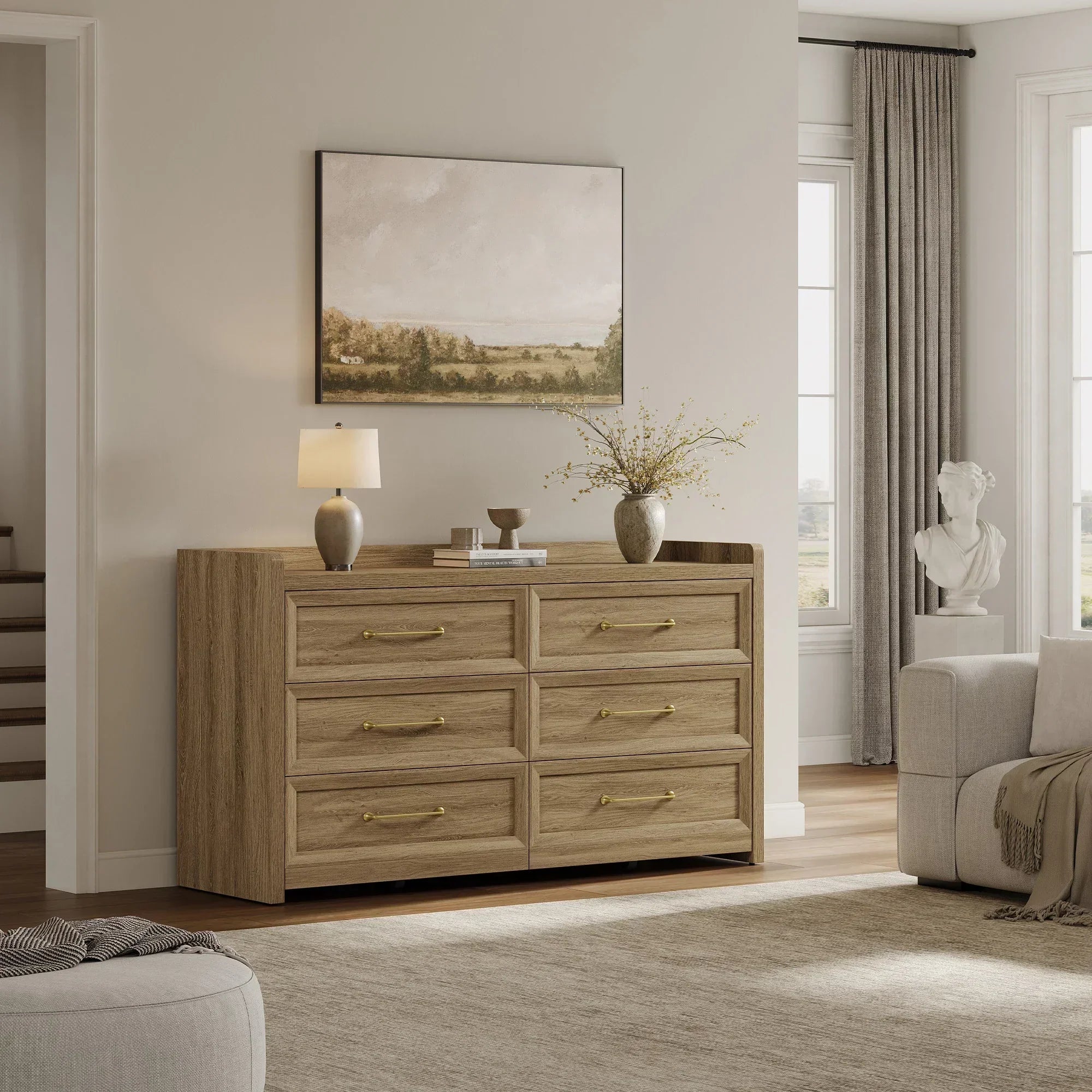 Helio White 6 Drawers Dresser