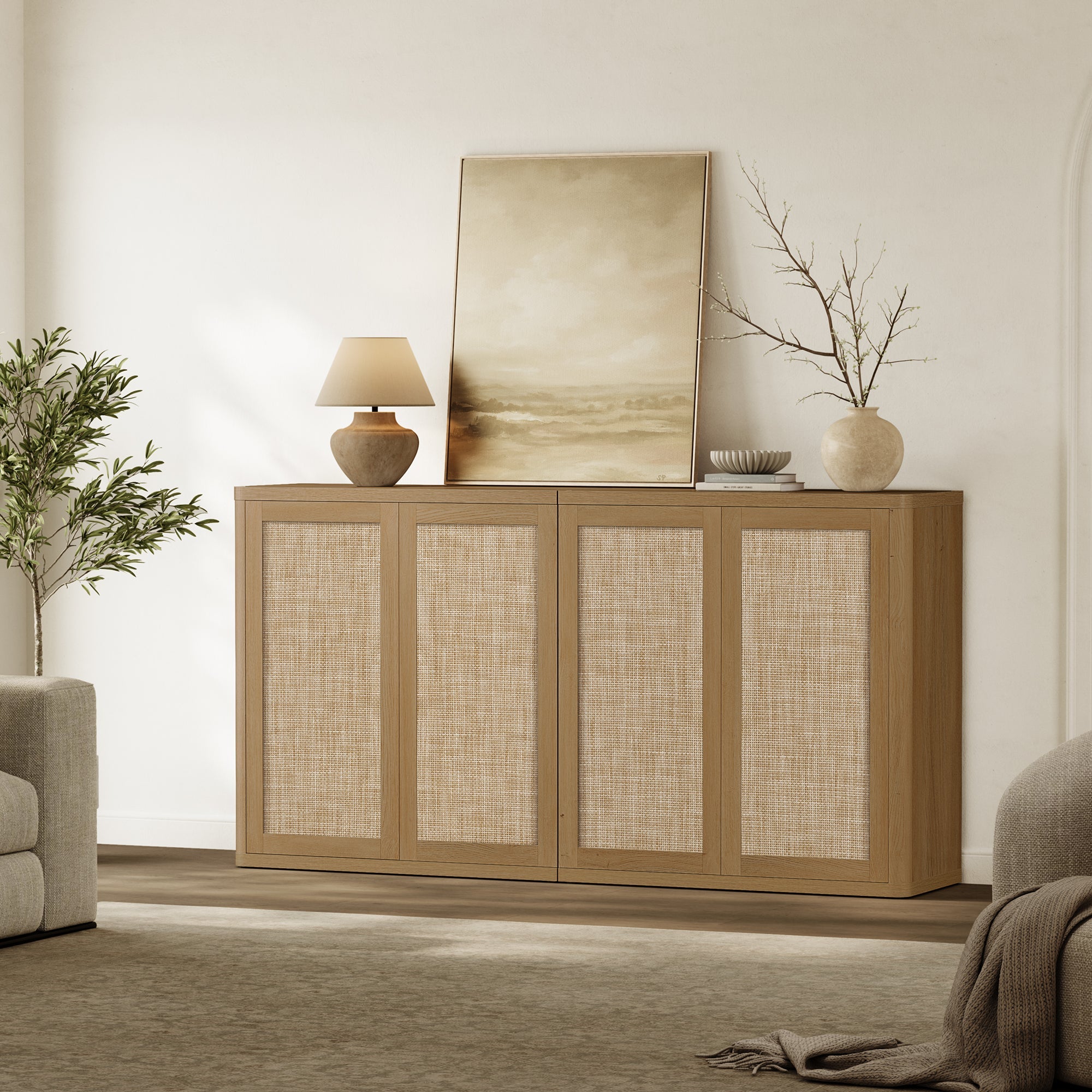 Zura Modular Sideboards Set of 2, Amber Oak