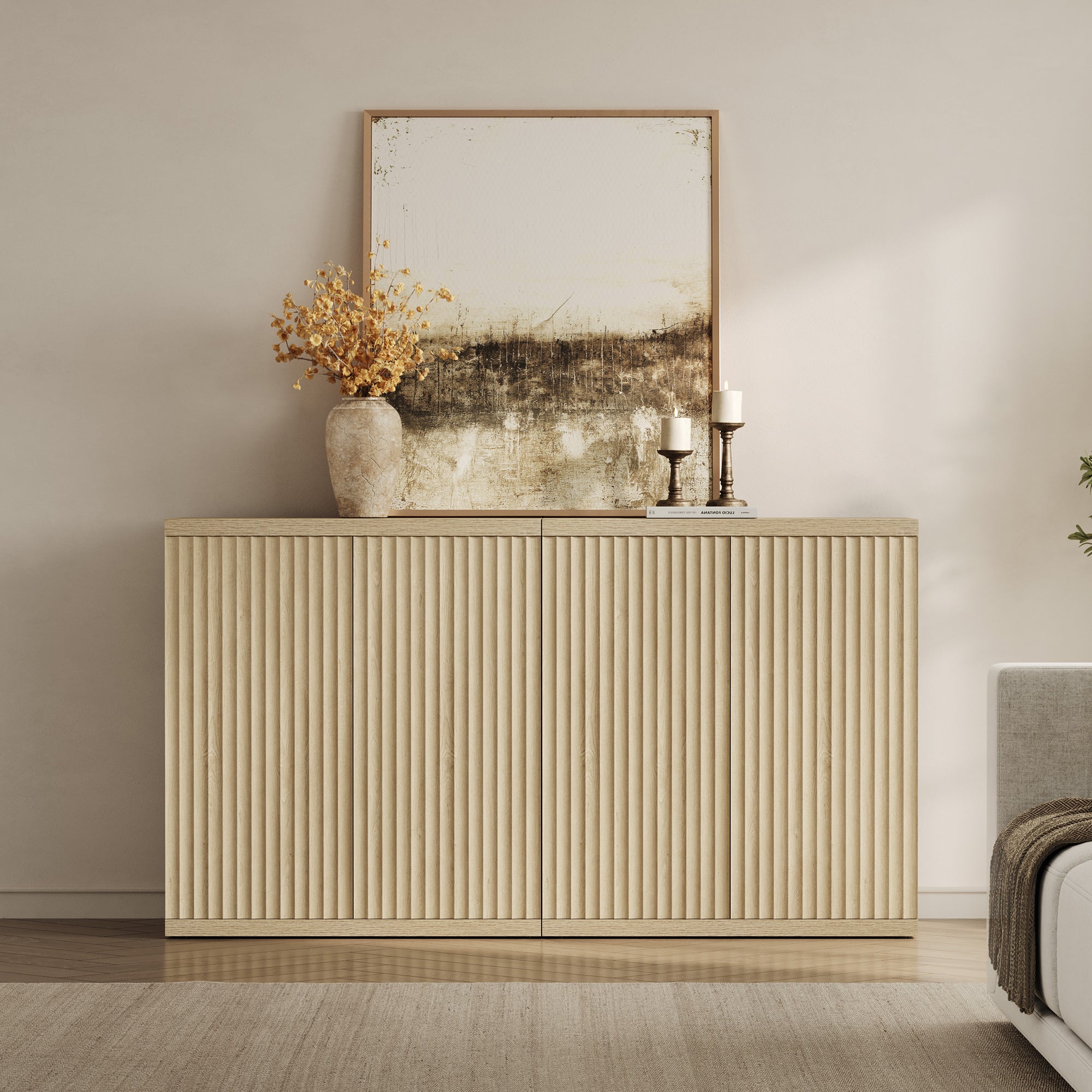 Stria Sideboard with 2 Doors, Fluted Style