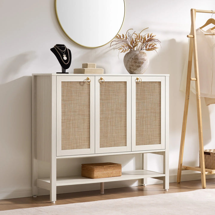 Terran White Shoe Cabinet, 3 Doors