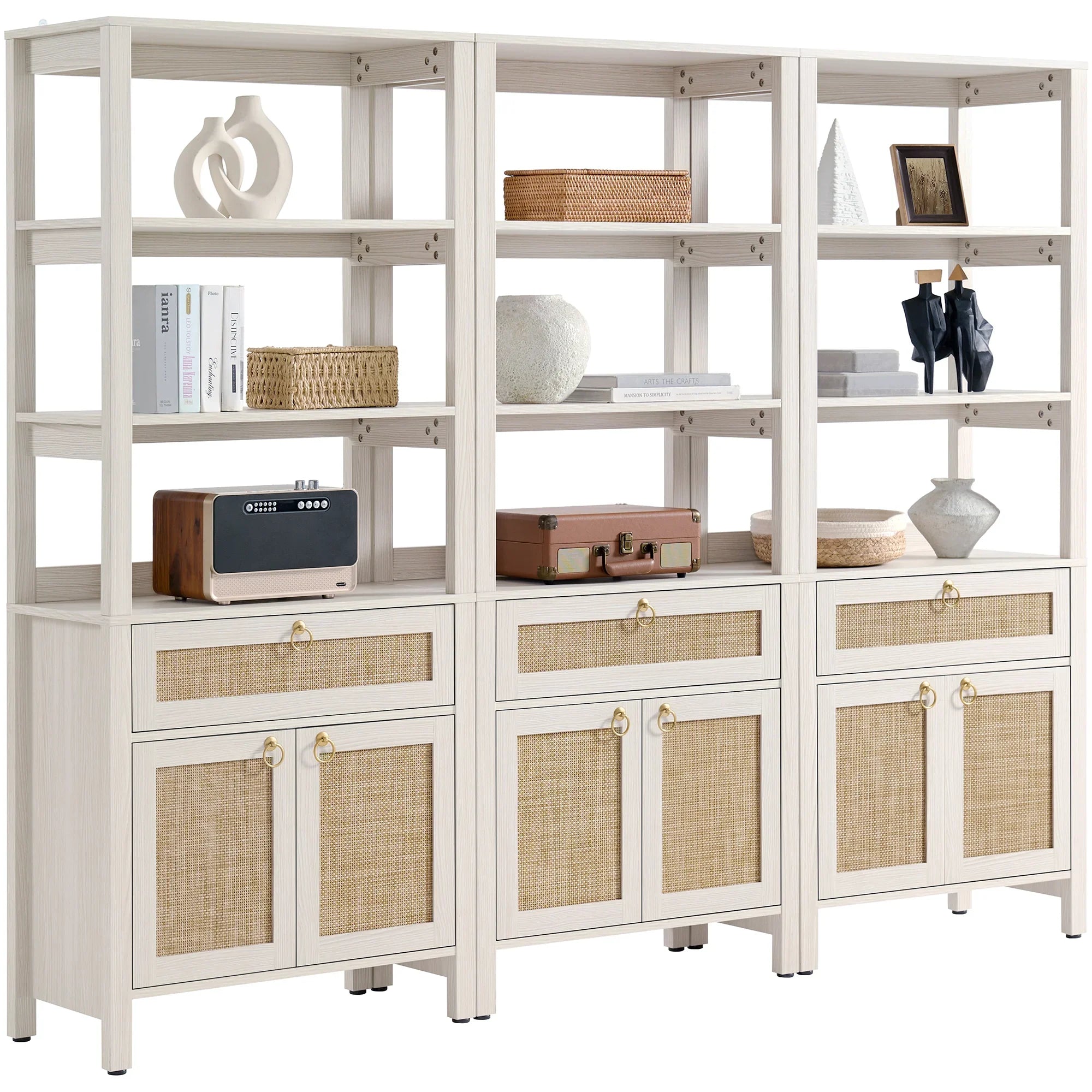 Terra 68.5Inch Bookshelf with Drawers