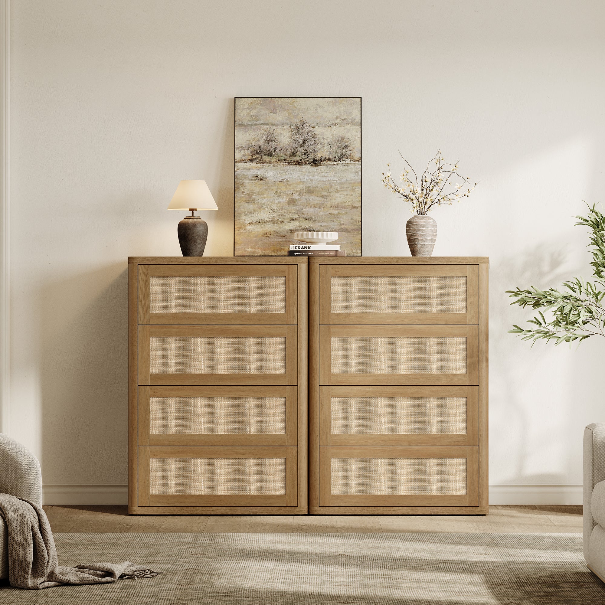 Zura Rattan 4-Drawer Dresser, Bedroom Storage