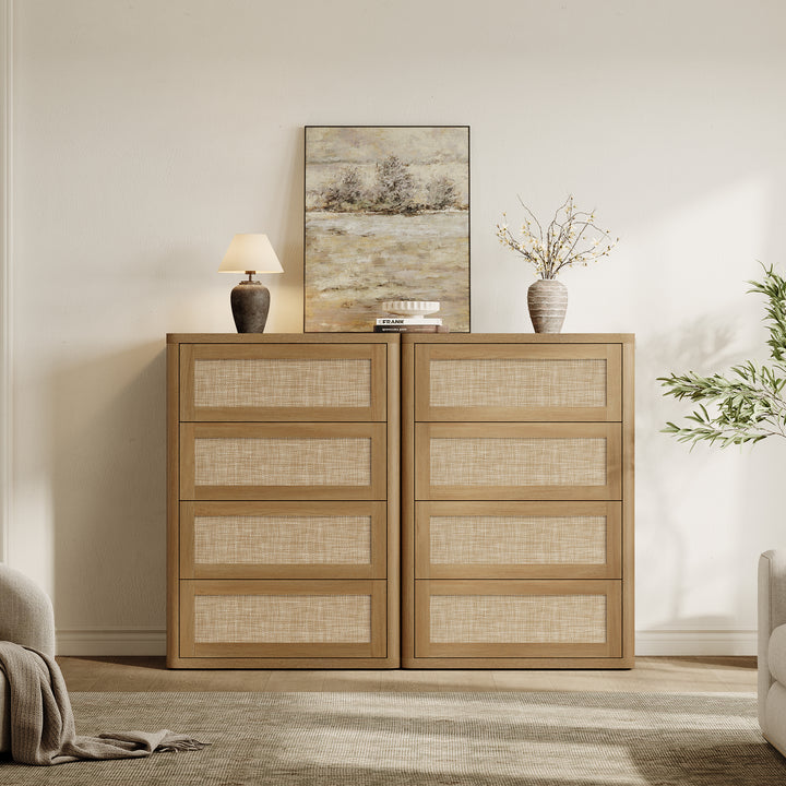 Zura Rattan 4-Drawer Dresser, Bedroom Storage