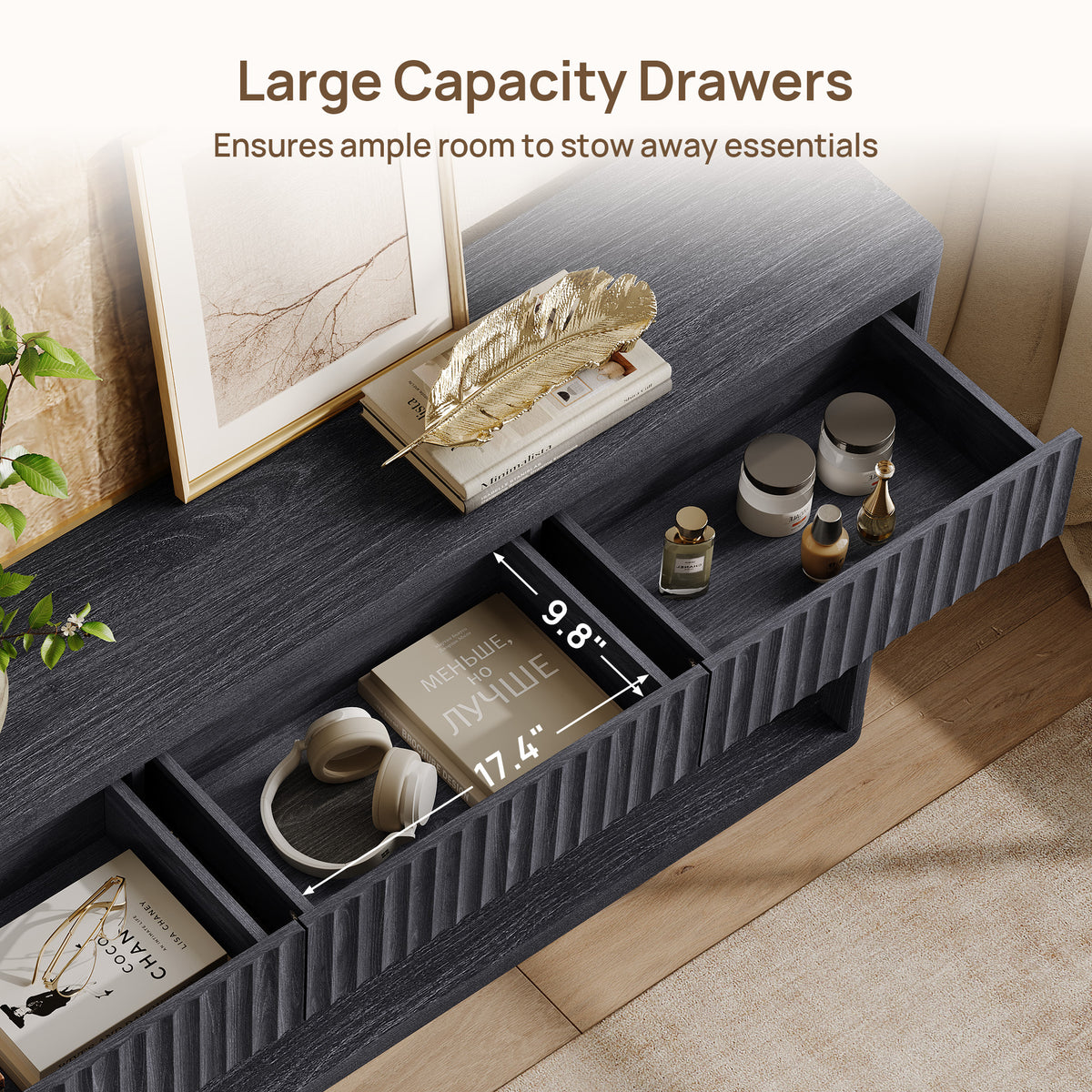 Cas Console Table with 3 Drawers Storage, Set of 2