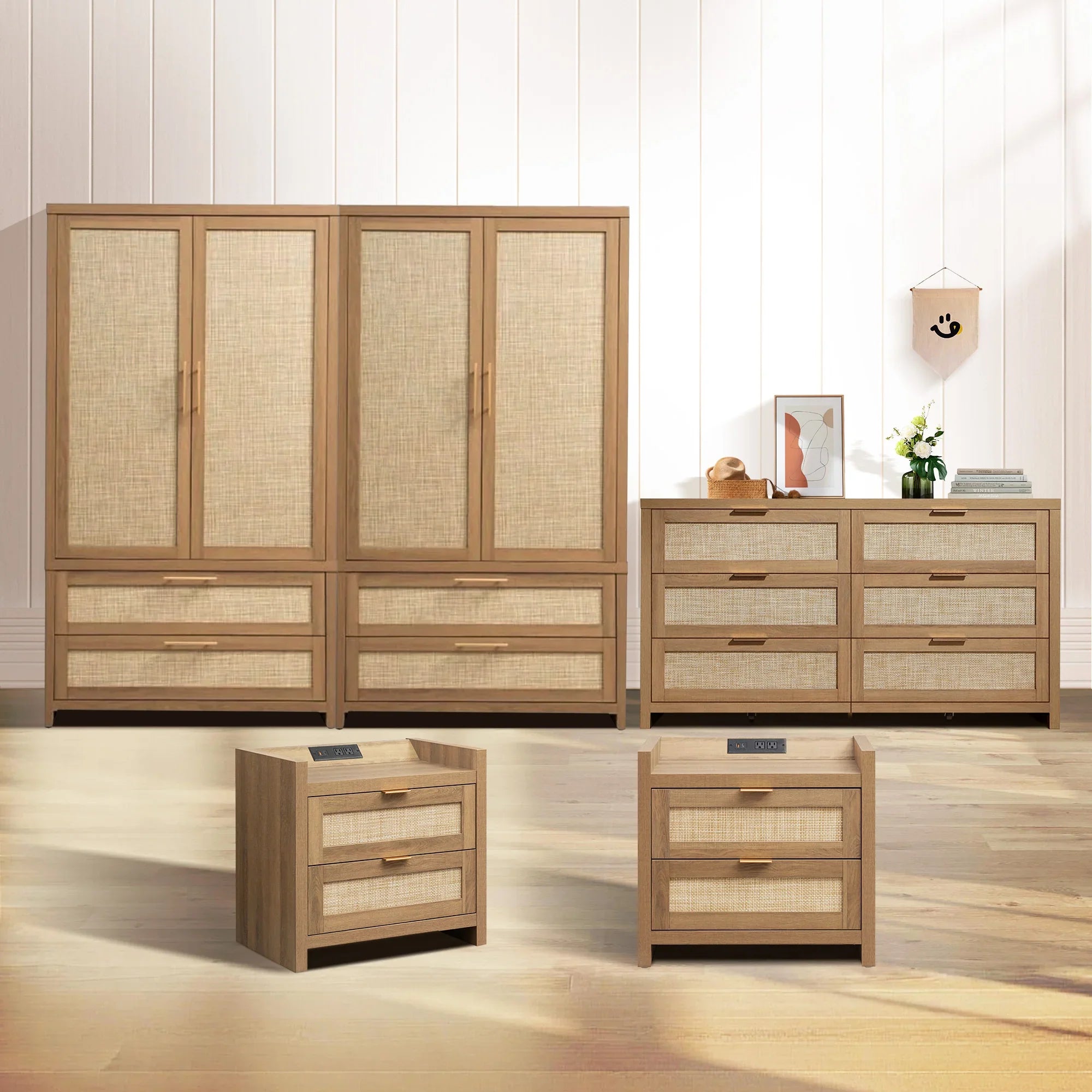 Savanna 6-Drawer Dresser, Wardrobe and 2-Drawer Nightstand Set