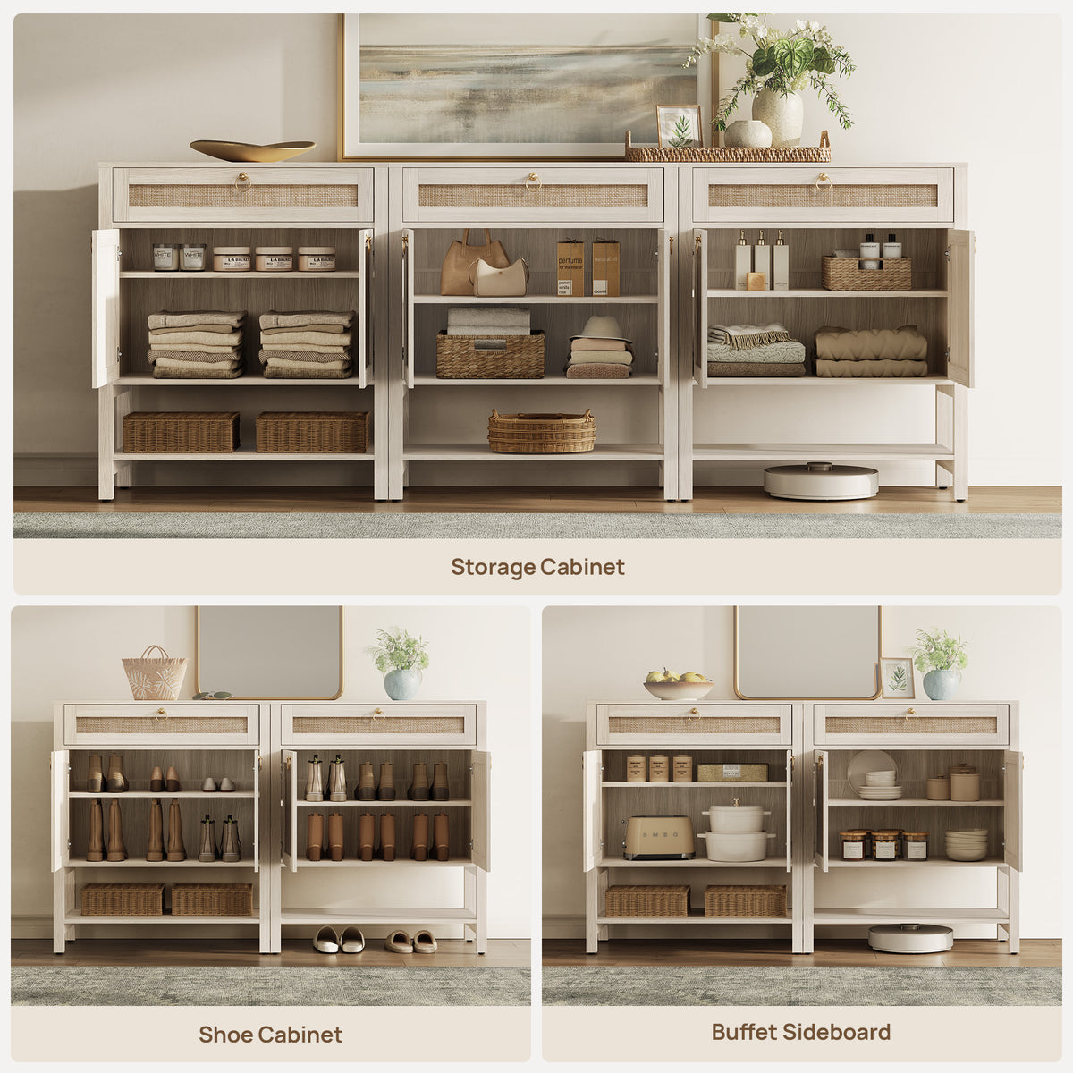 Terra Modern Sideboard Cabinet, Set of 3