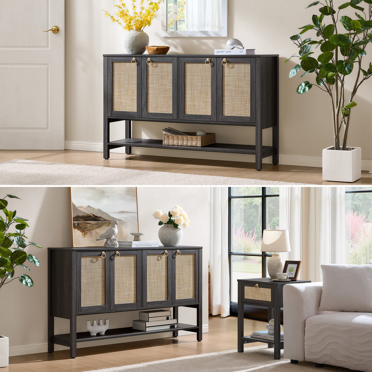 Terra TV Stand, 4 Doors, Obsidian