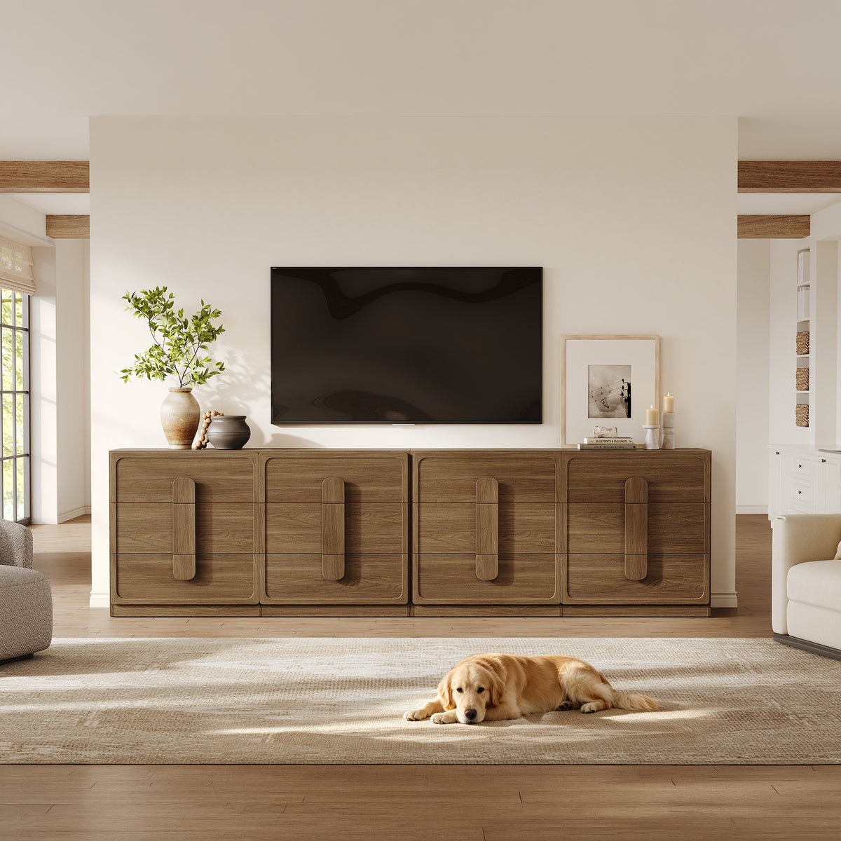 Arcus 6 Drawers Dresser with Arched Handles