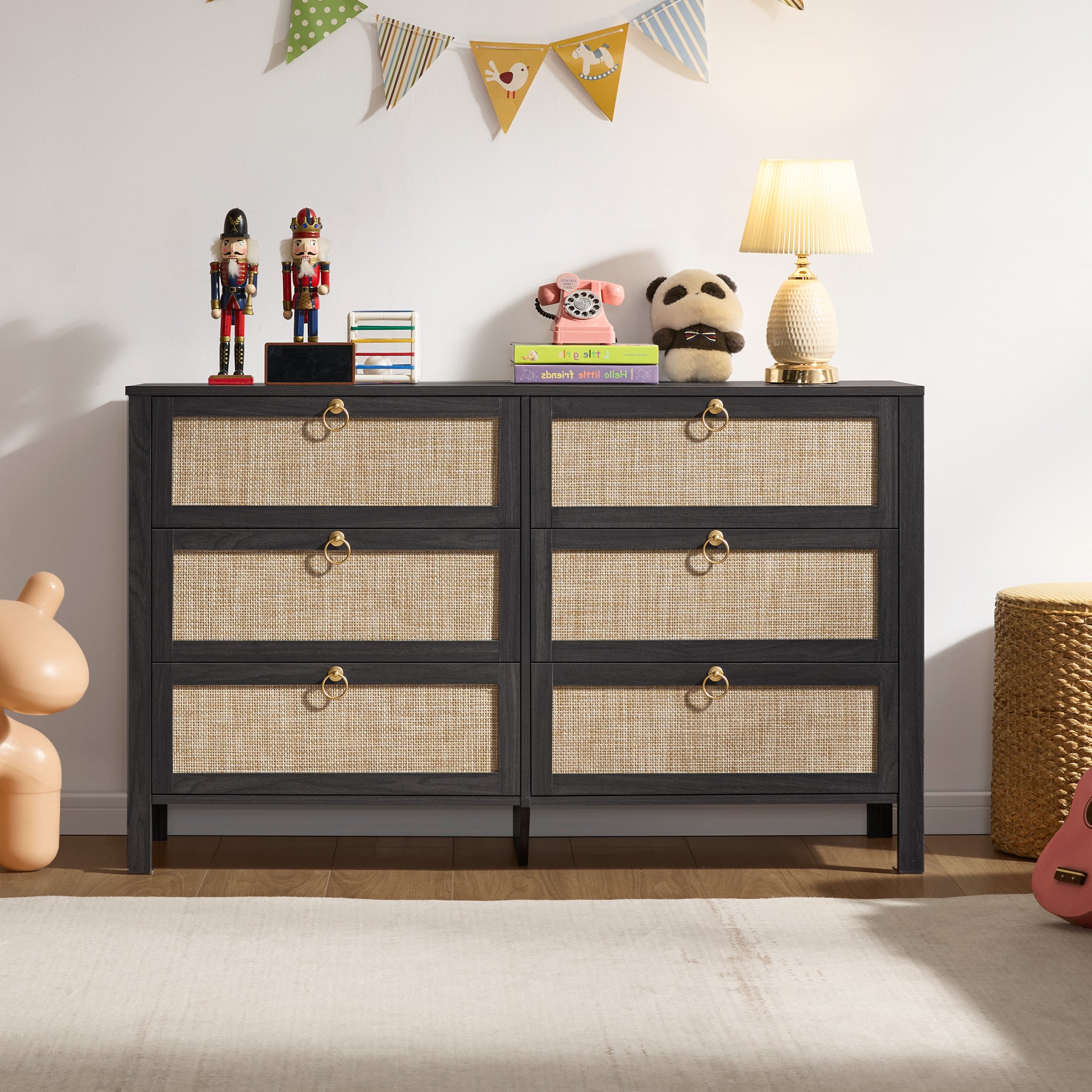 Terra Black Dresser, 6 Drawers