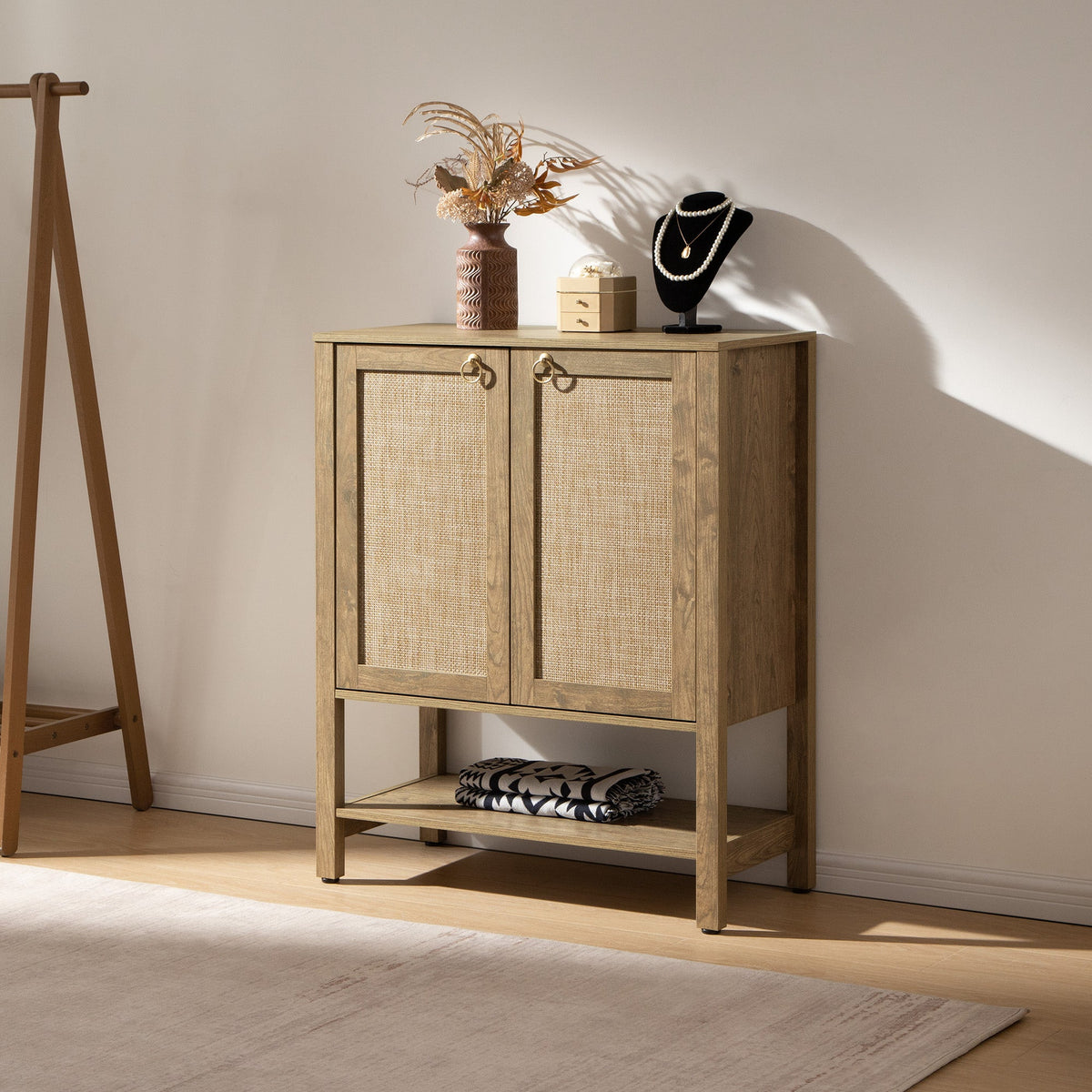 Terra Shoe Cabinet, 2 Doors - 3 Pieces - White Cream Oak