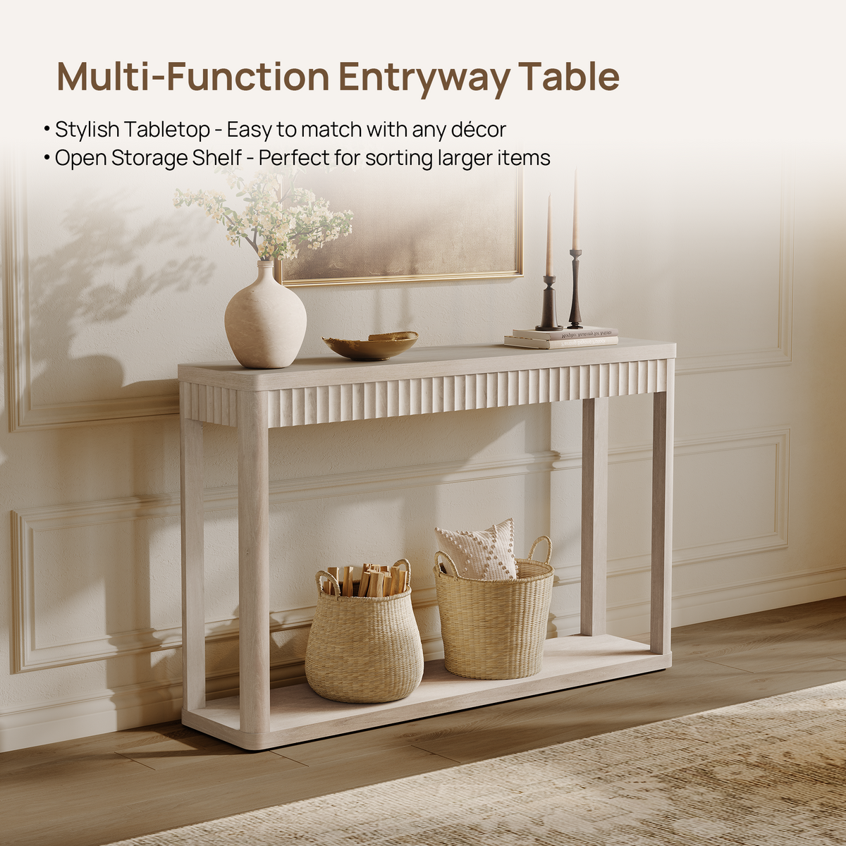 Cas Set of 2 White Console Tables, Modern Entryway Tables