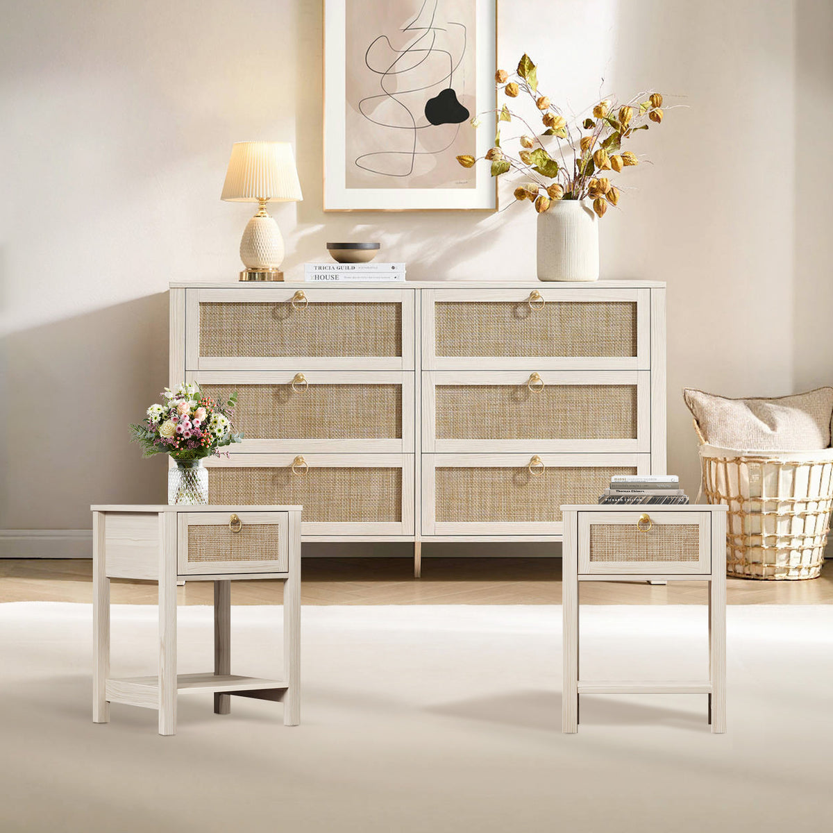 Terra 6 Drawers Dresser and 1 Drawer Nightstands Set