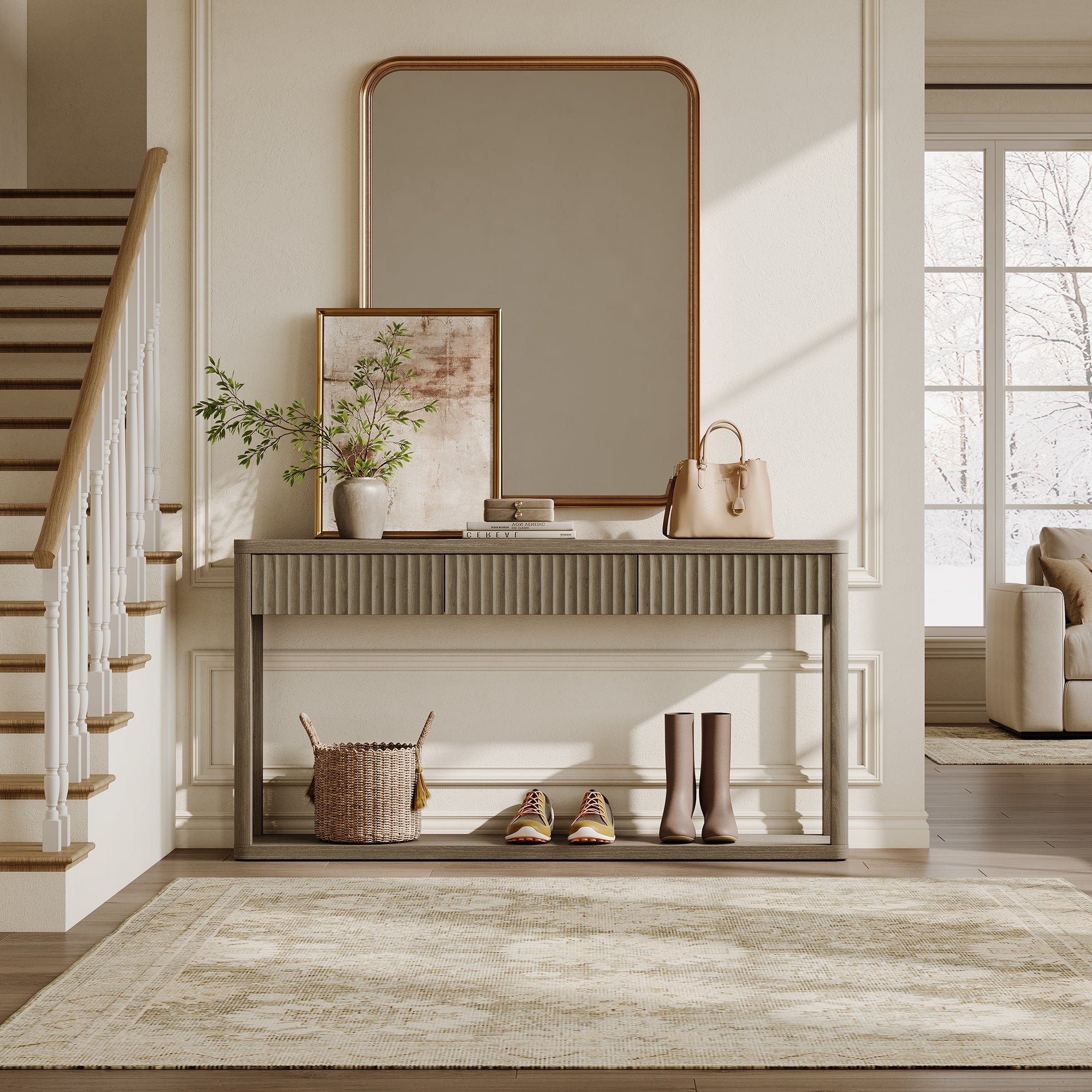 Cas Set of 2 Modern Entryway Tables, 60'' Wide