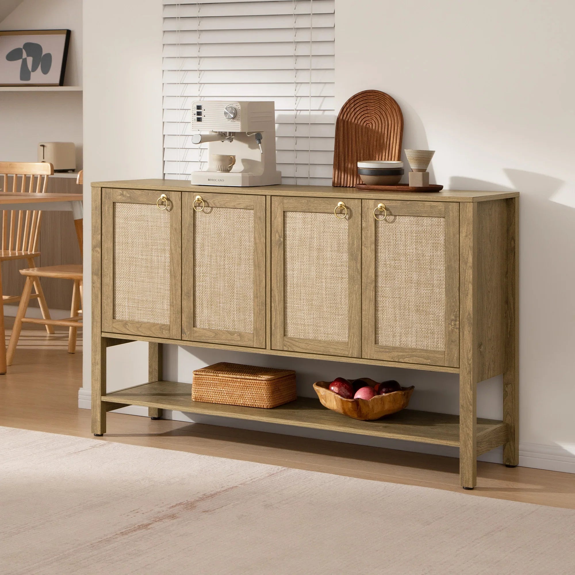 Terra 4 Doors Sideboard and 3 Drawers Nightstands Set