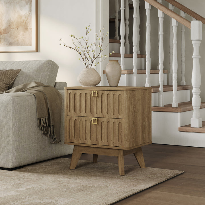 Domus 2-Drawer Nightstand, Modern Design