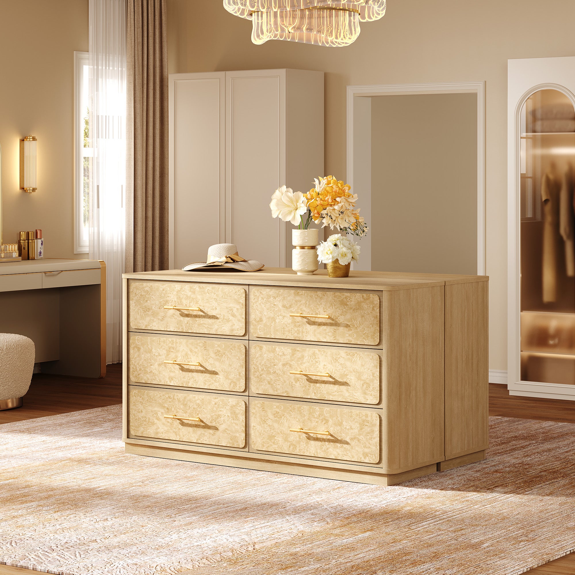 Burluxe Dresser with 6 Drawers, Large Storage