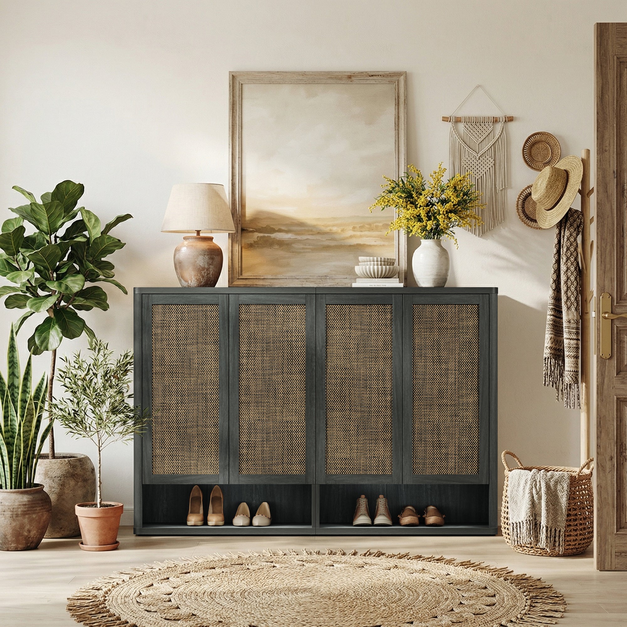 Zura 50-Pair Shoe Cabinet with 4 Doors