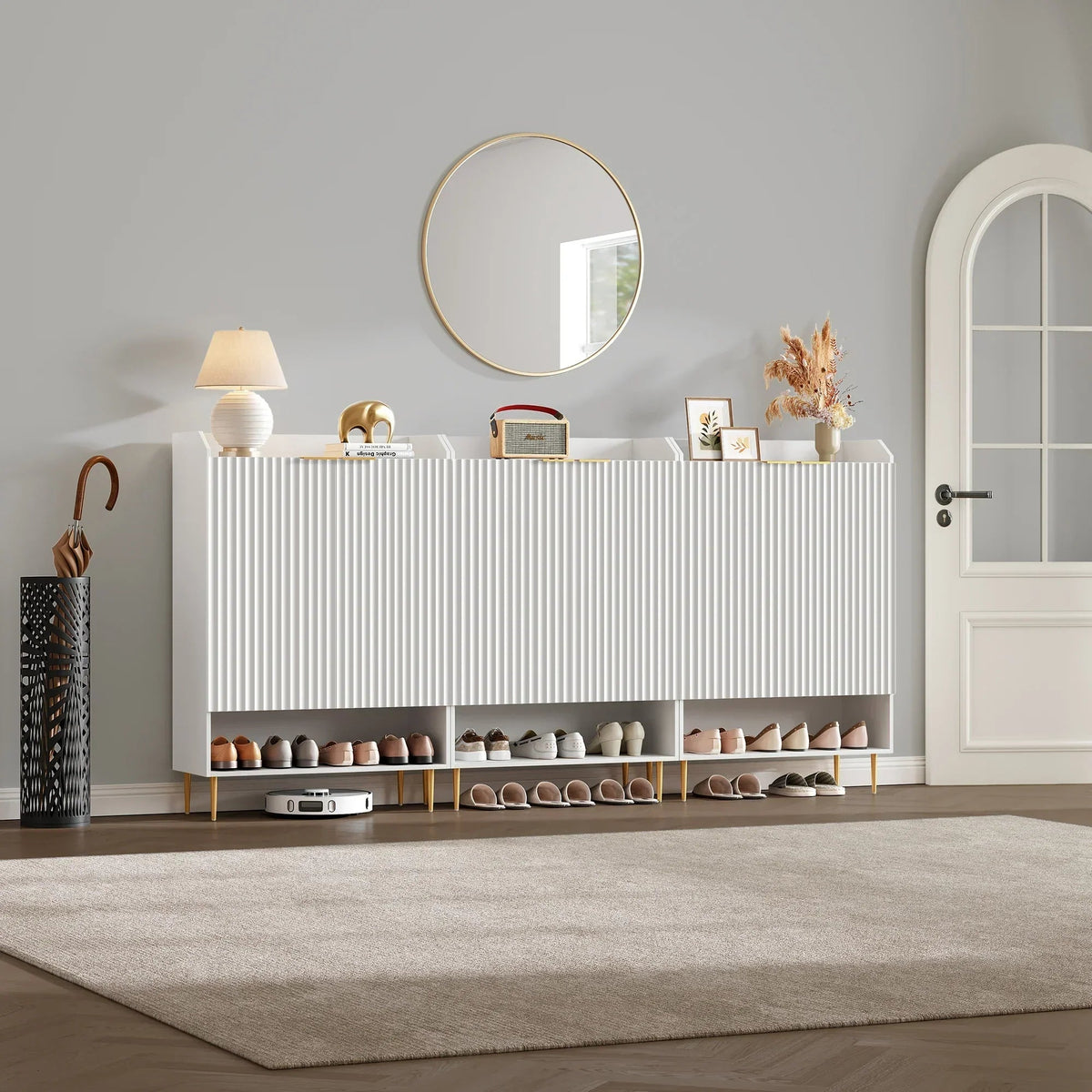Opus White Shoe Cabinet, Set of 3