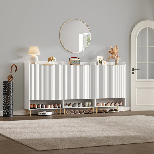 Opus White Shoe Cabinet, Set of 3