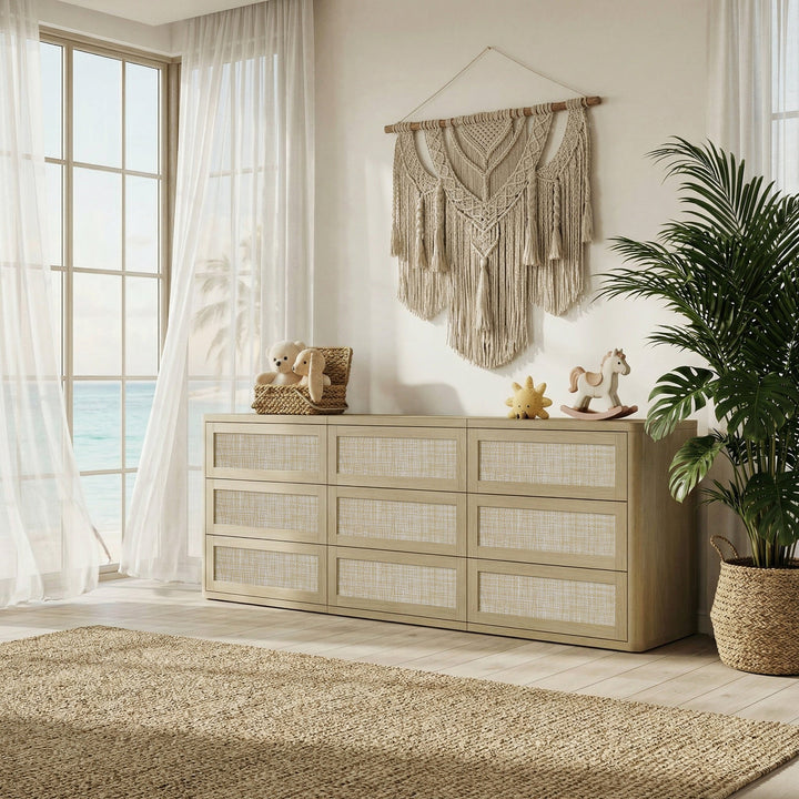 Zura Sectional Bedroom Sets, Large Storage for Bedroom - Sand Oak - 1 Set