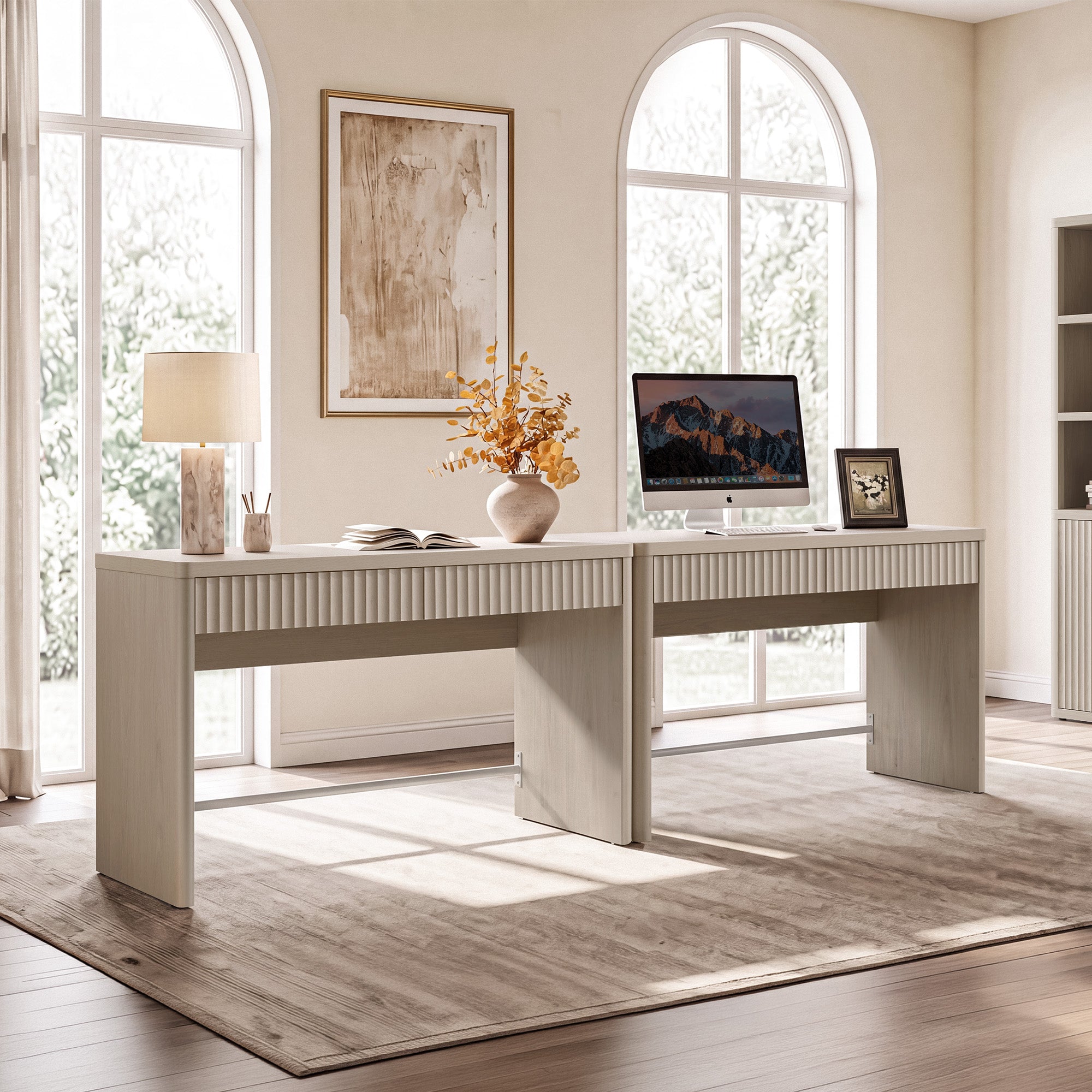 Cas Computer Desk, Fluted Style