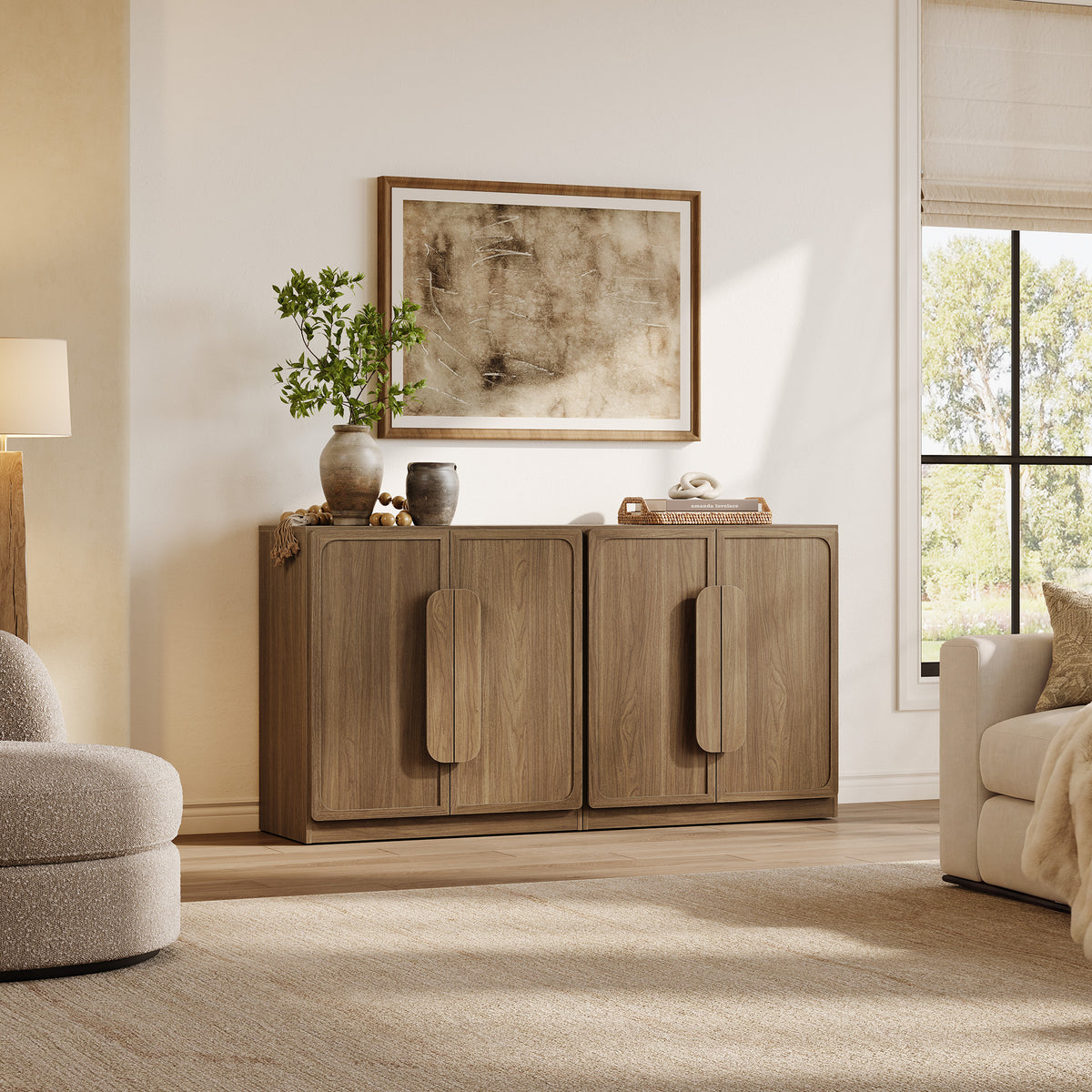 Arcus Sideboard with 2 Doors, Arched Handle Design