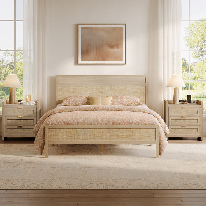 Savanna Rattan Bed Frame, Queen Size
