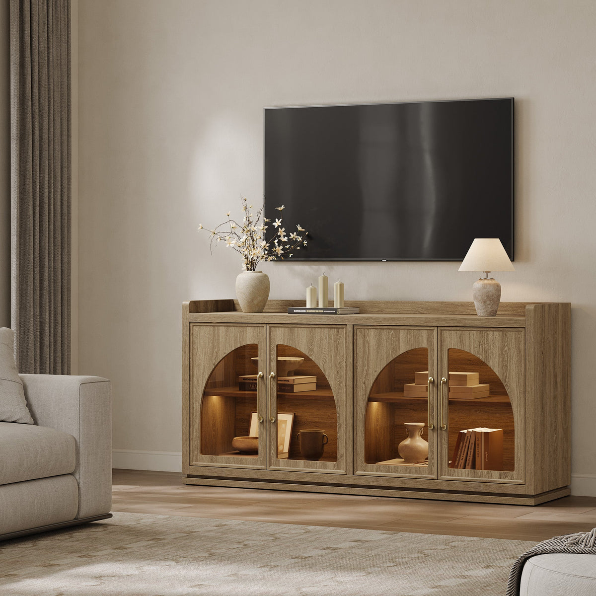 Helio Sideboard with Glass Doors and Light