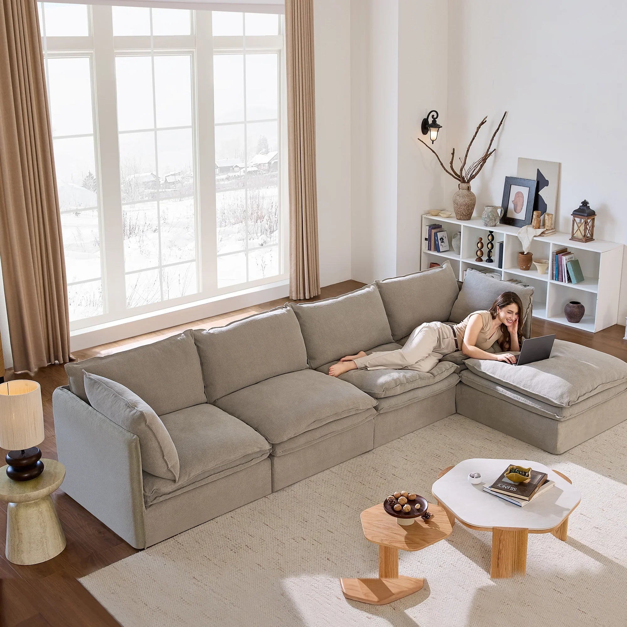 Eira Modular L-Shape Sofa, Deep Oversized Seat