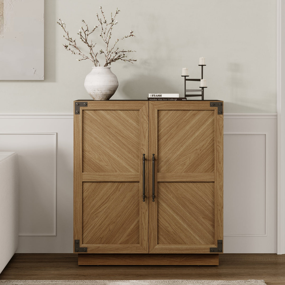 Willow Sideboard Buffet with Doors, Set of 2