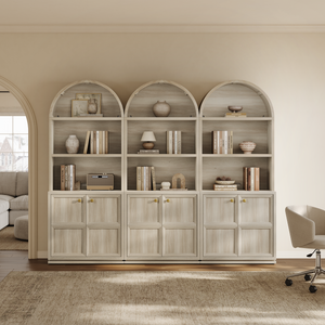 Helio 2-Door Arched Bookcase with Oval Cutout, Set of 3
