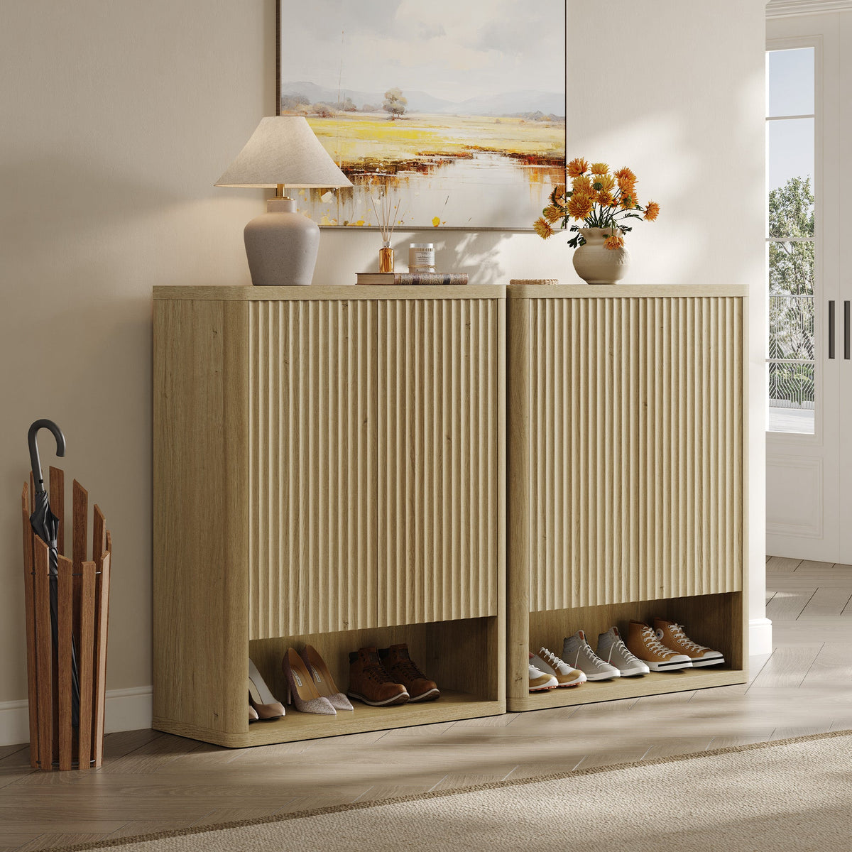 Cas Shoe Cabinet with 2 Doors, Entryway Storage, Set of 3