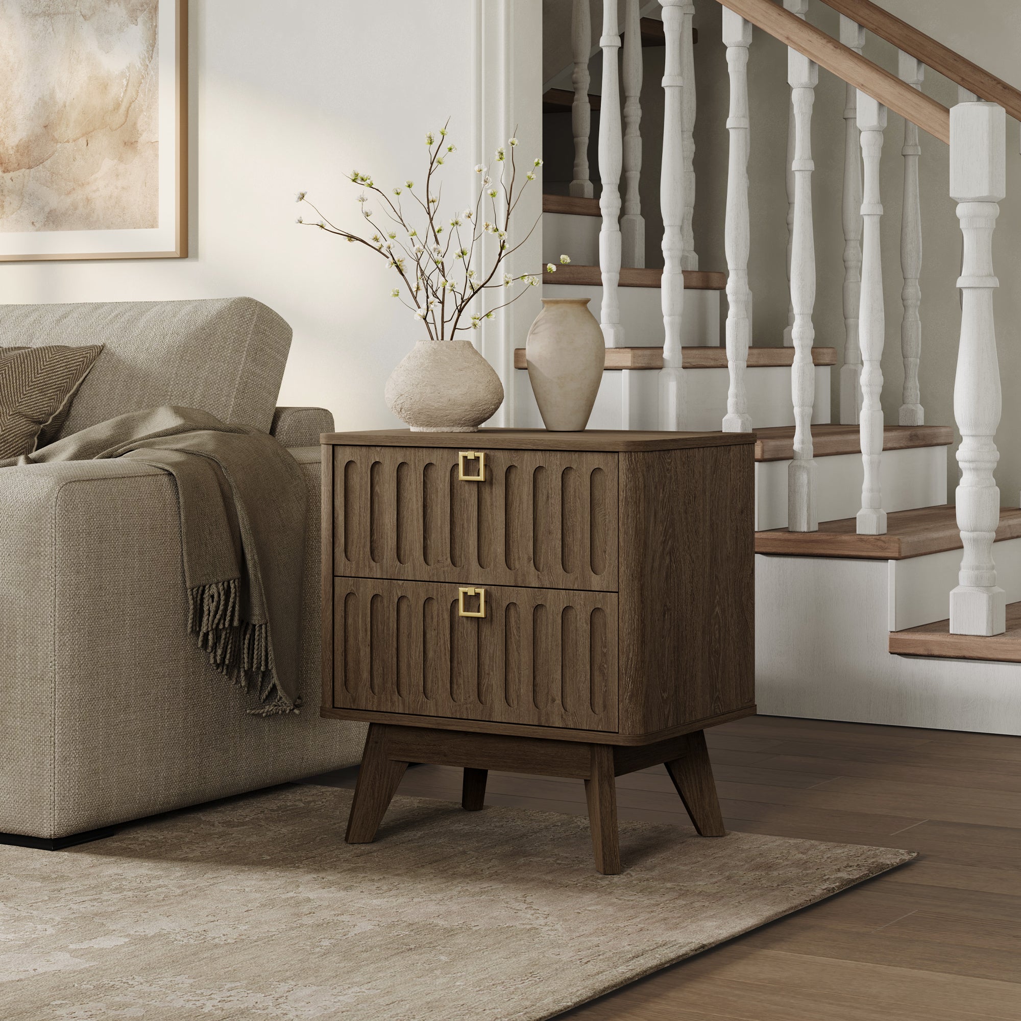 Domus Minimalist Nightstand, Large Storage