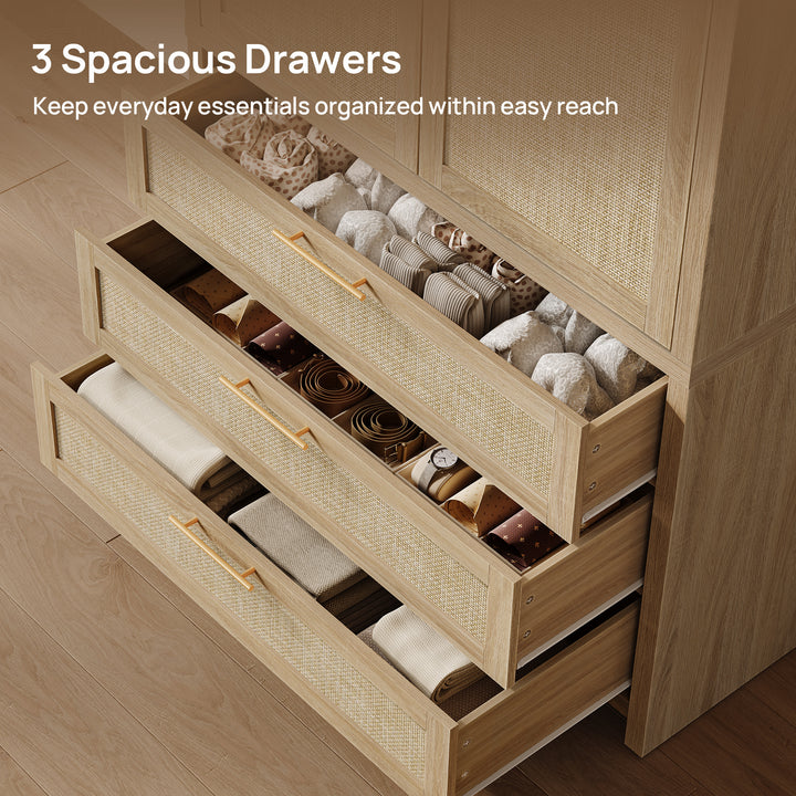 Savanna Rattan Wardrobe, Flexible Storage