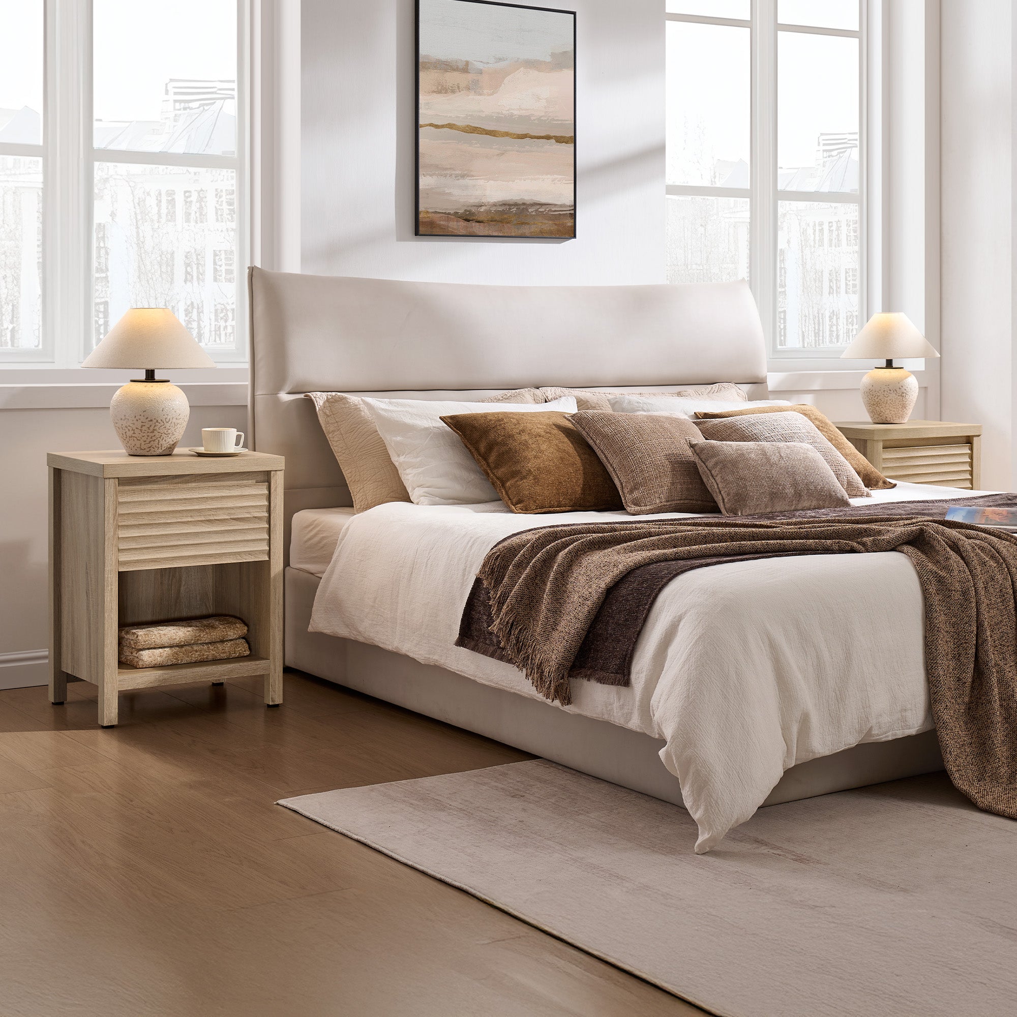 Prelude Wave-Pattern Nightstand with Drawer