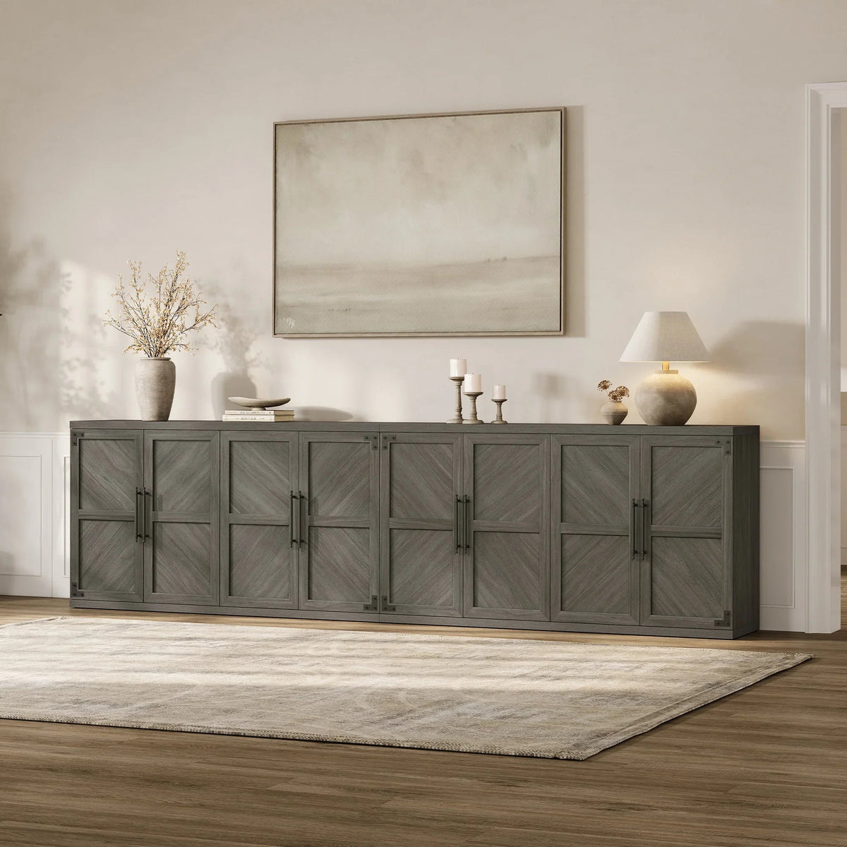 Willow Farmhouse Sideboard with 4 Doors, Set of 2