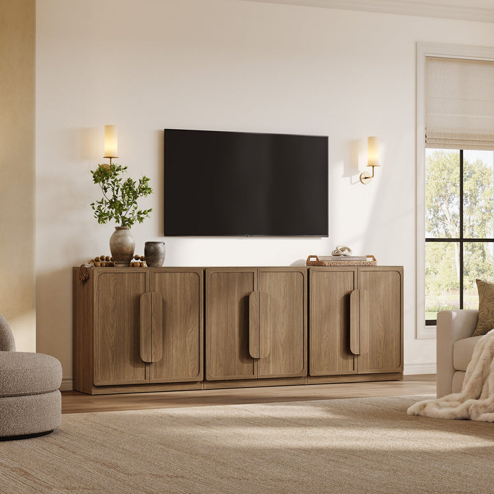 Arcus 2 Doors Sideboard Buffet Cabinet, 31.5Inch Wide - Walnut Brown - 3 Pieces