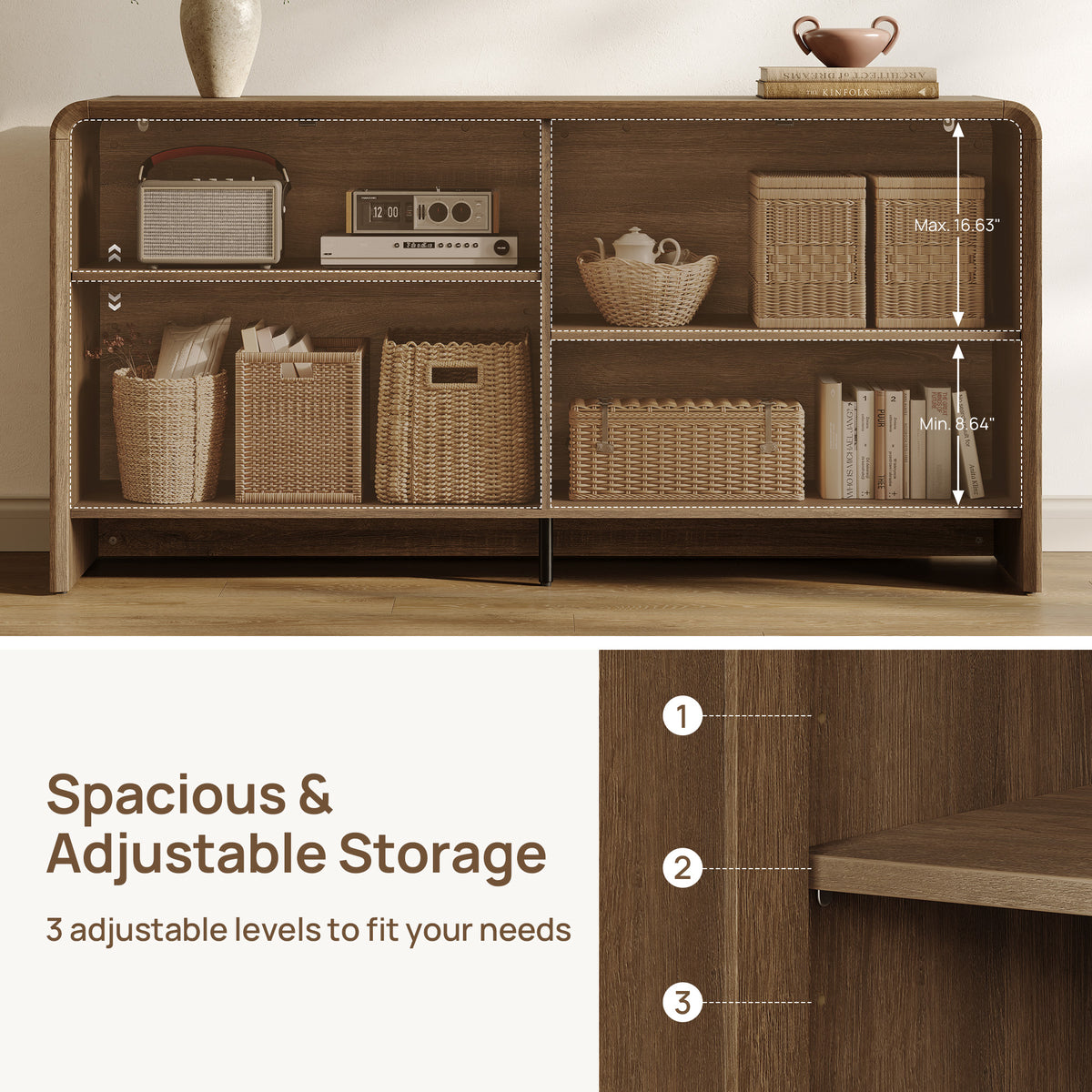 Alina Storage Cabinet, 65Inch Wide, Set of 2