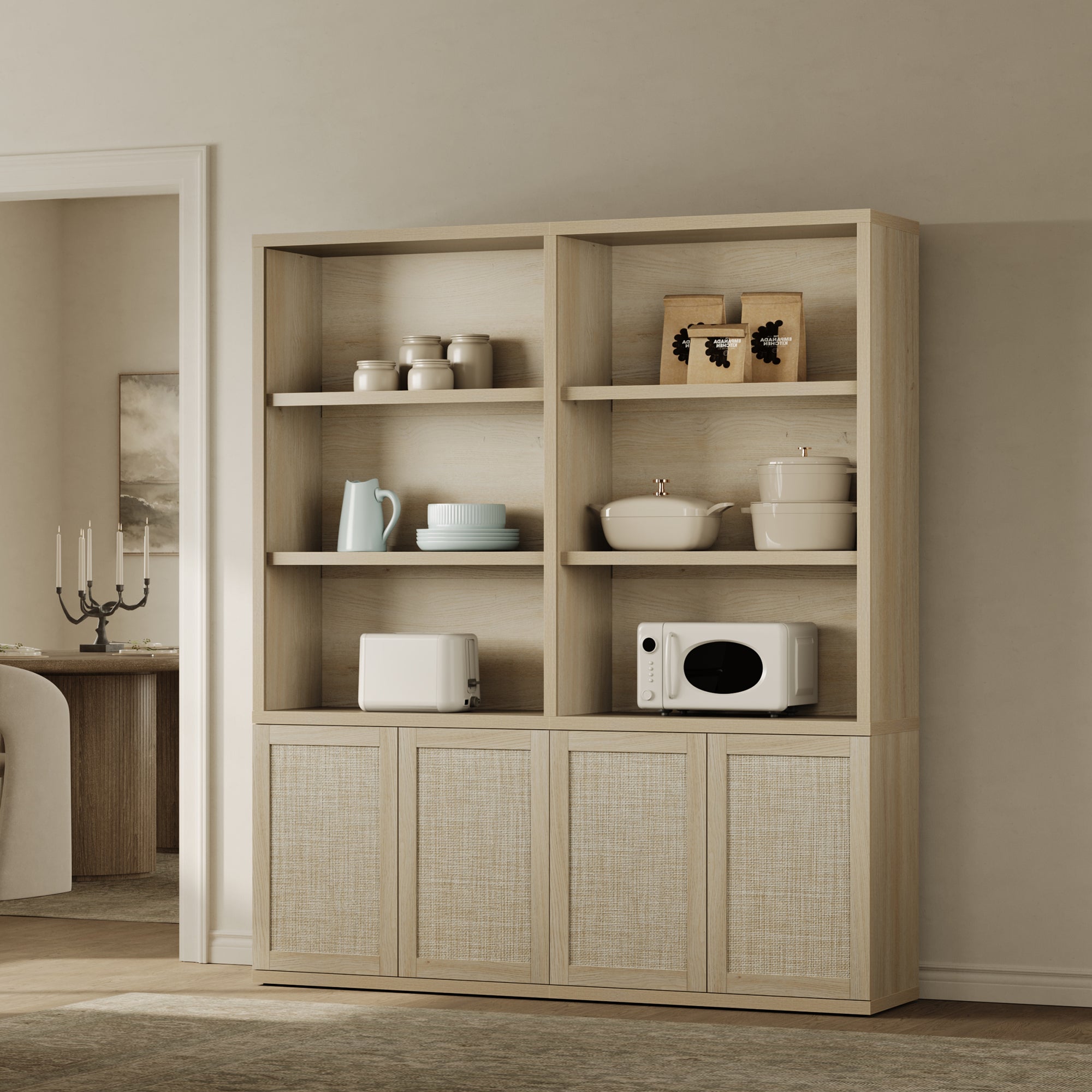 Zura Rattan Bookcase, 71 Inches Tall