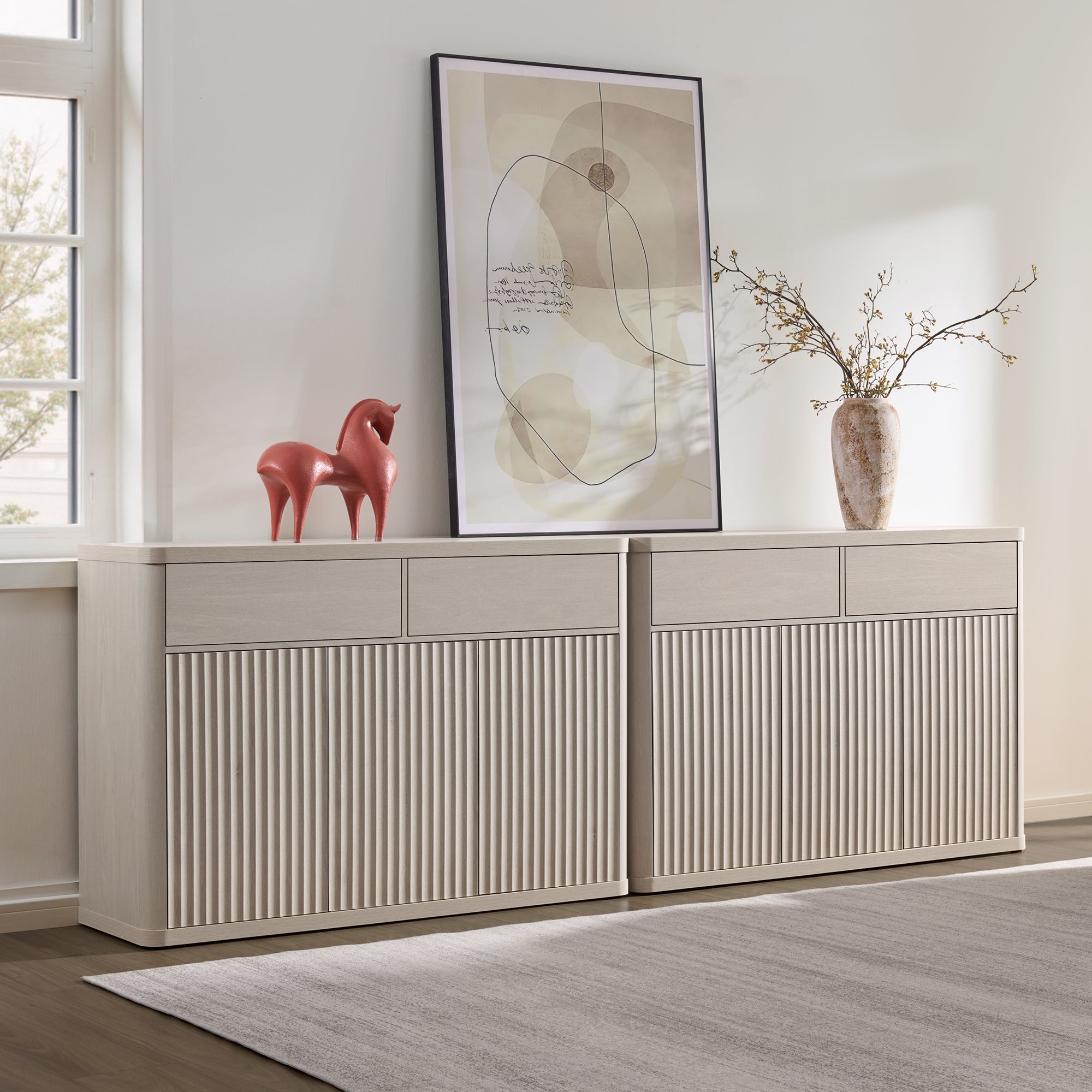 Cas Sideboard Cabinet, Fluted Style