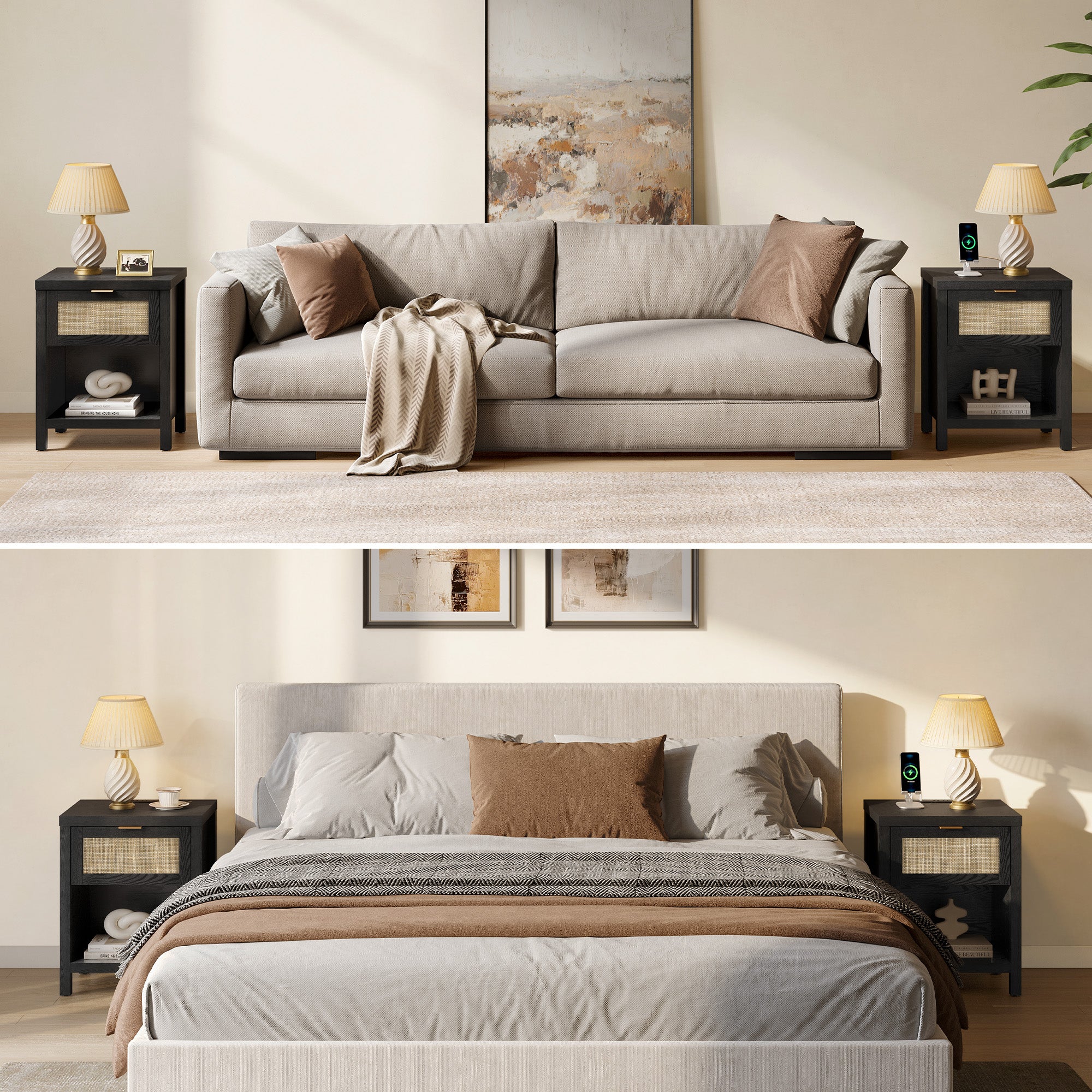 Savanna Nightstand with Charger