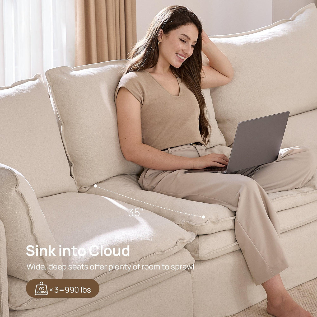 Eira Sectional L-Shape Sofa, Feather Down