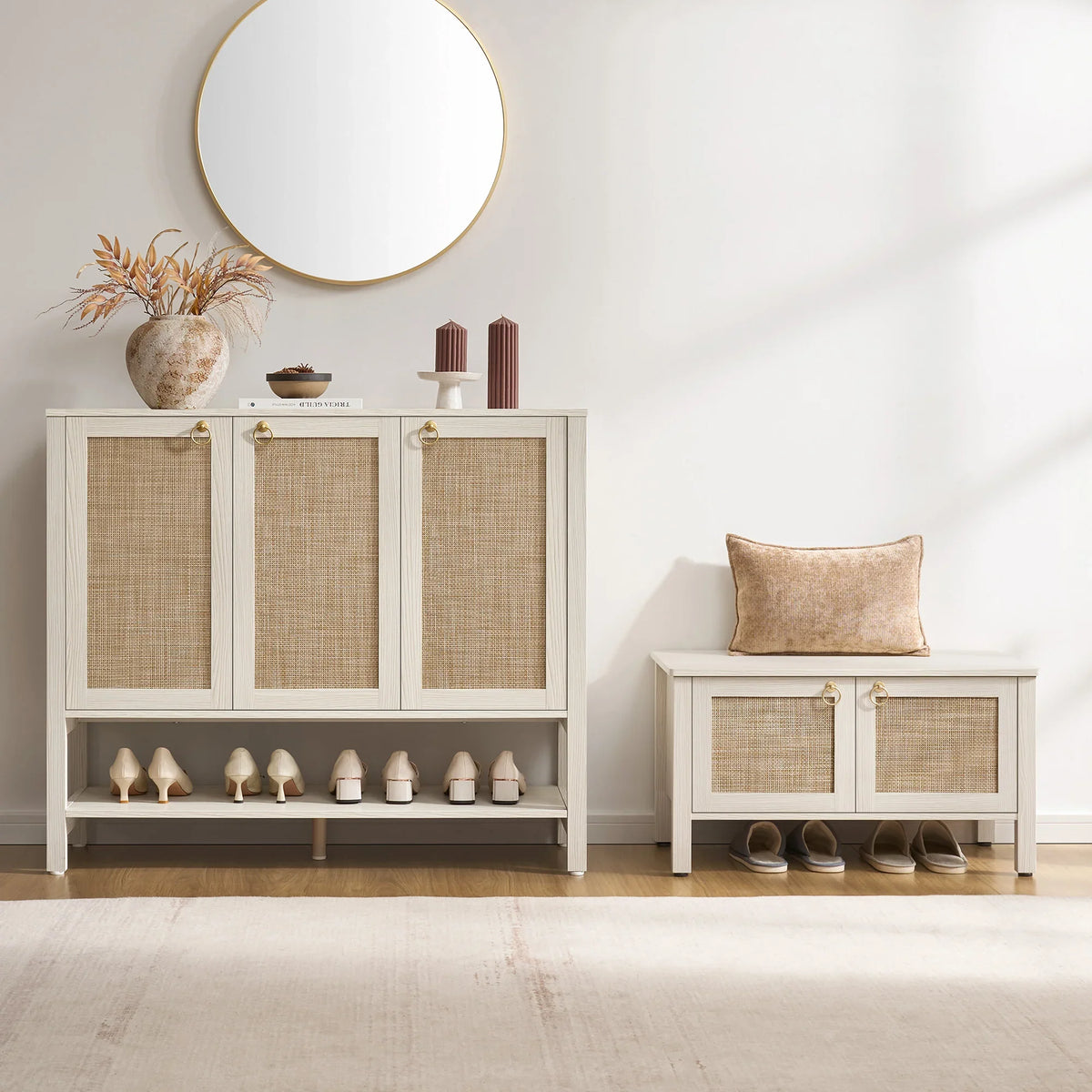 Terra White Shoe Cabinet, 3 Doors