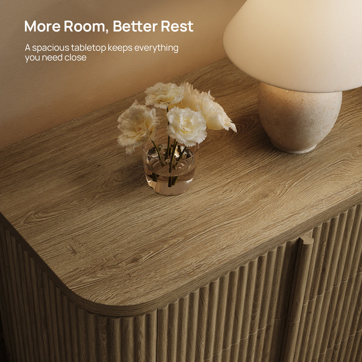 Ripple 3-Drawer Nightstand, Solid Wood Handle